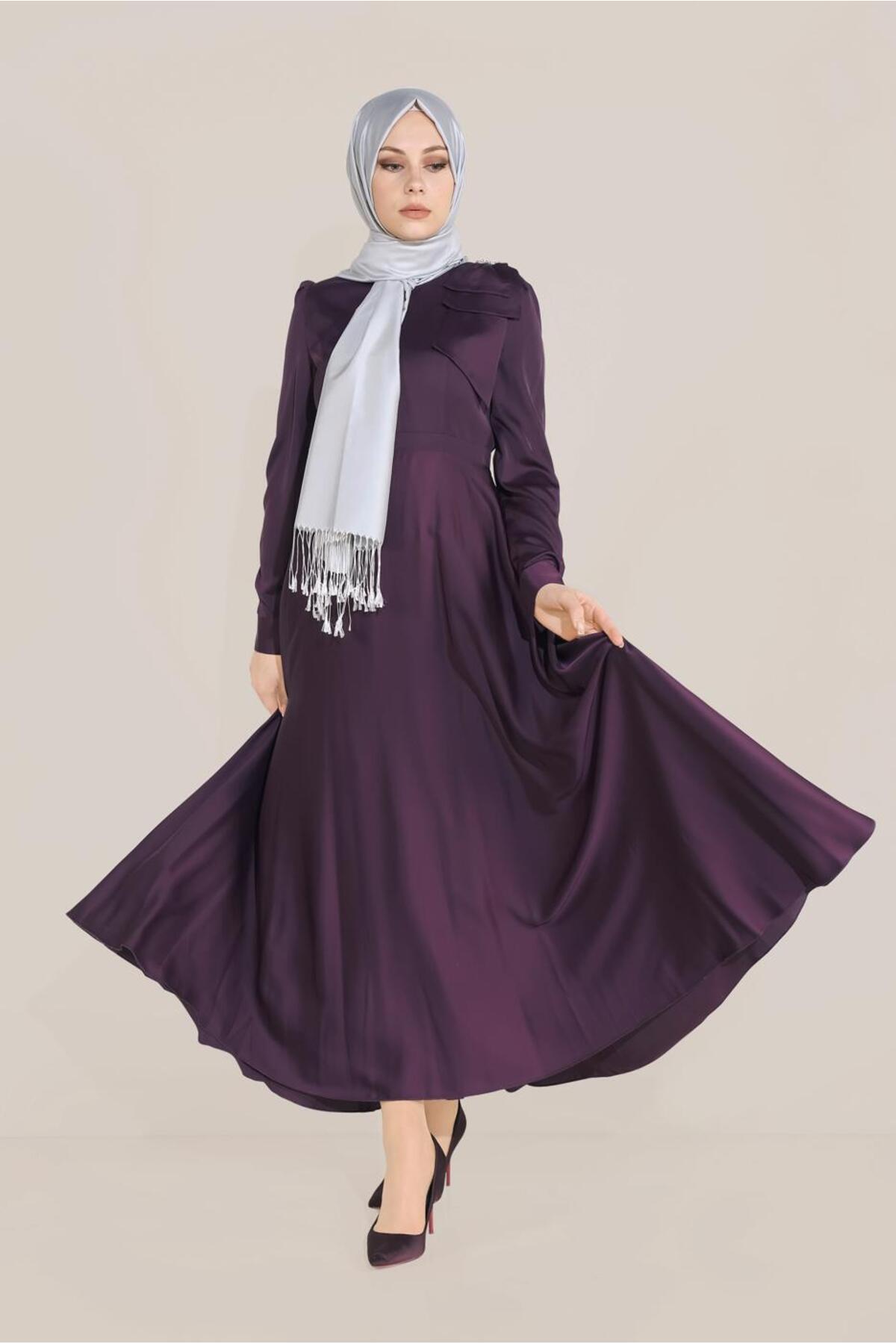 آلوینا لباس مجلسی کمر بلند با جزئیات شانه ۴۰۷۳۵ آلوینا لباس مجلسی کمر بلند با جزئیات شانه ۴۰۷۳۵