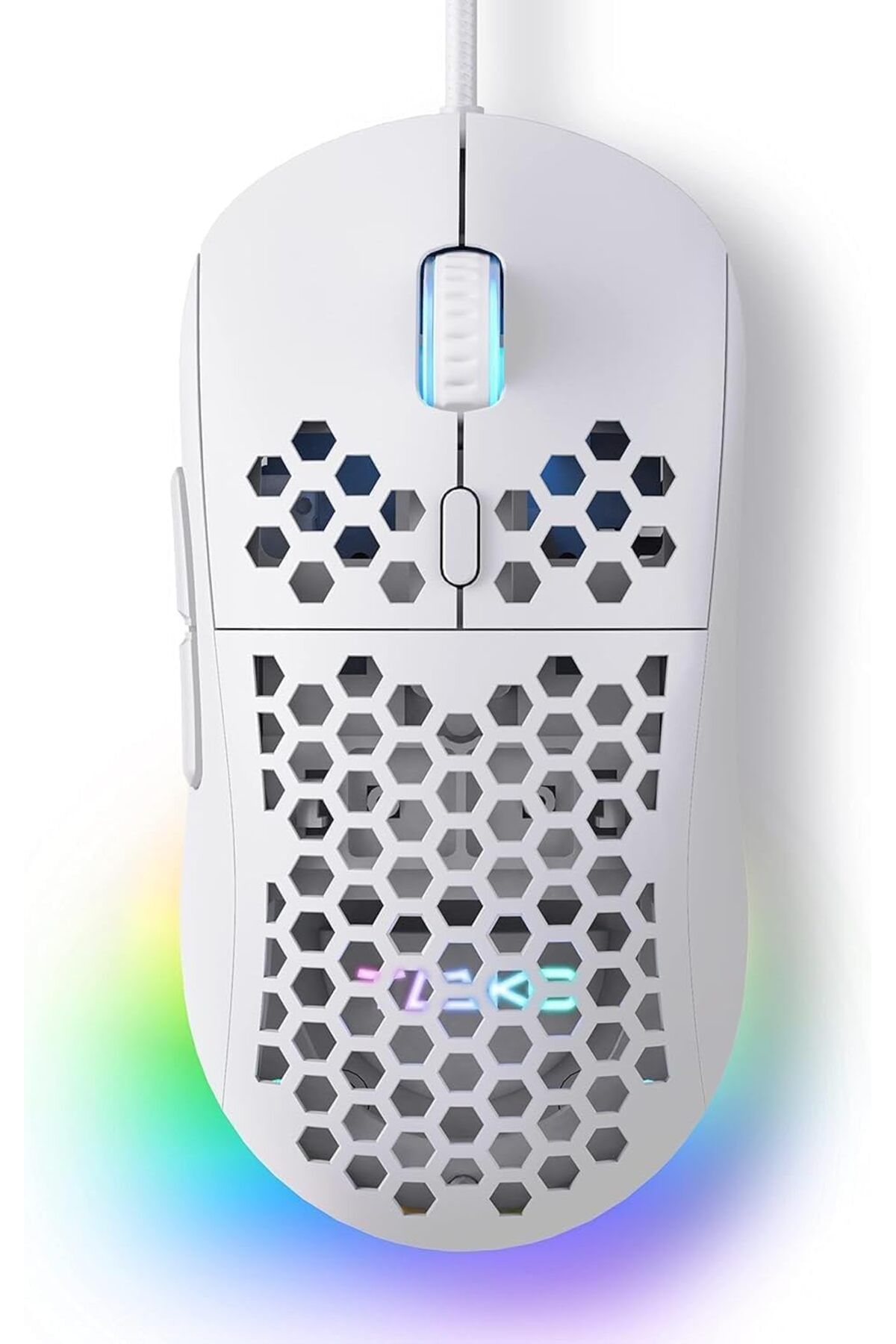 AOMIGE-Ultralight Honeycomb Gaming Mouse, High-Precision 12800DPI Optical Sensor, 6 Programmable Buttons, 2