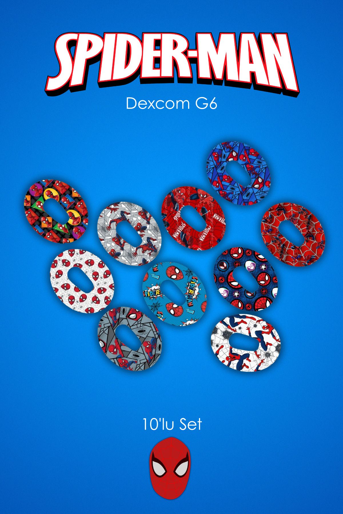 StickIT Dexcom G6 Sensör Koruyucu Bant Spider Man Serisi 10'lu Paket