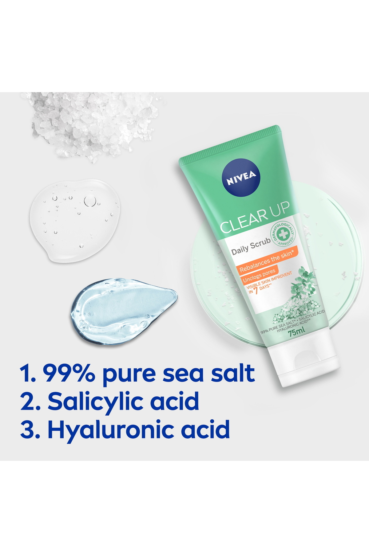 NIVEA-Face Scrub Daily Exfoliating Clear Up 75ml Smooth Skin & Clear Pores 7