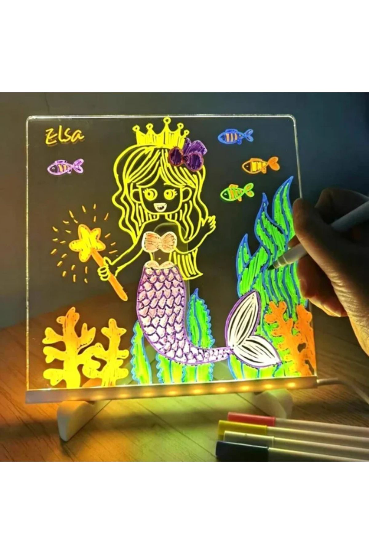 OEM LED Aydınlatmalı Yazı ve Çizim Tahtası - Küçük Boy 20x20 cm