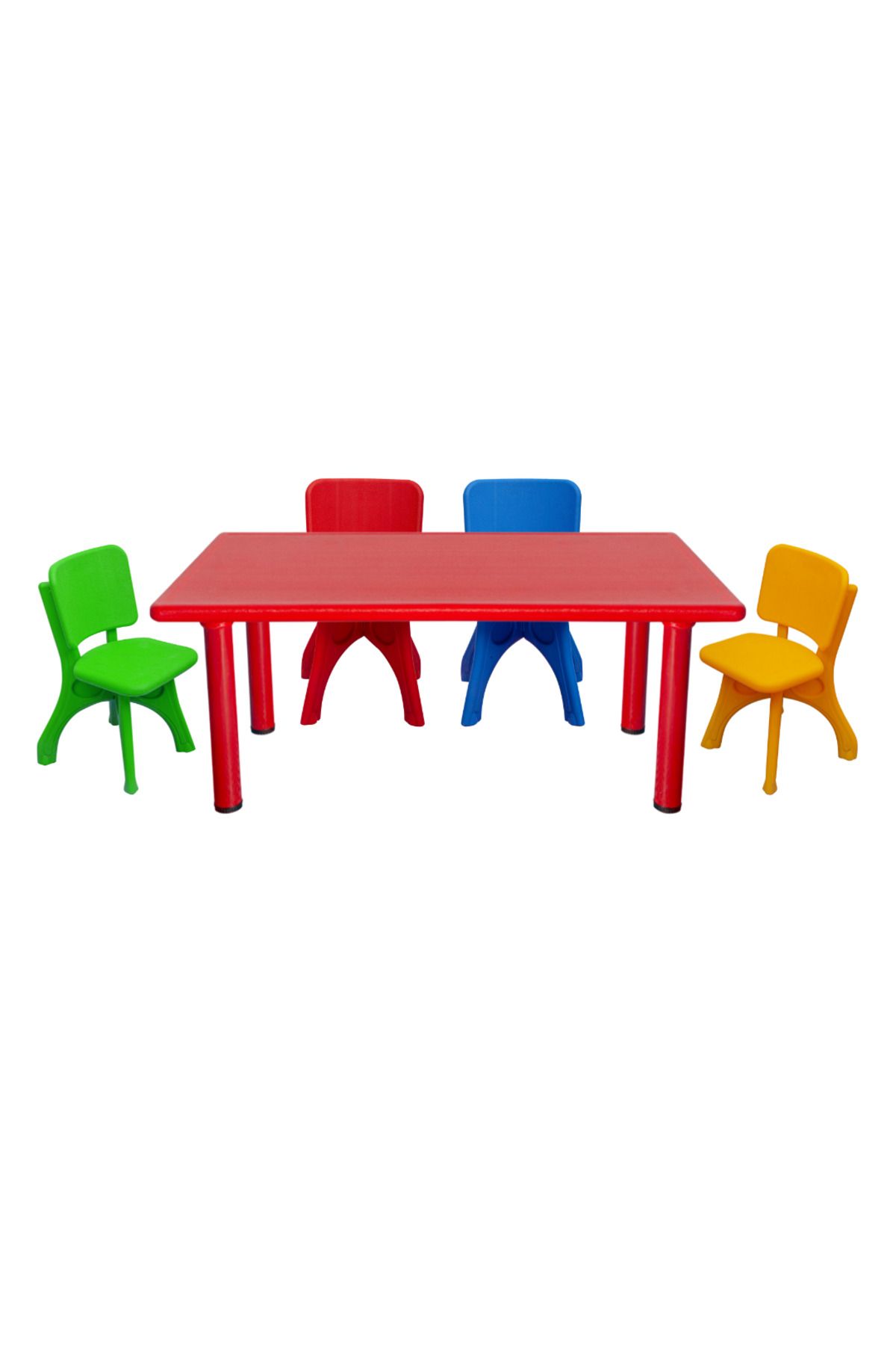 MUPARK Anaokulu Kreş Aktivite Masası 4 Sandalyeli Set - Metal Ayaklı Çocuk Masa Takımı