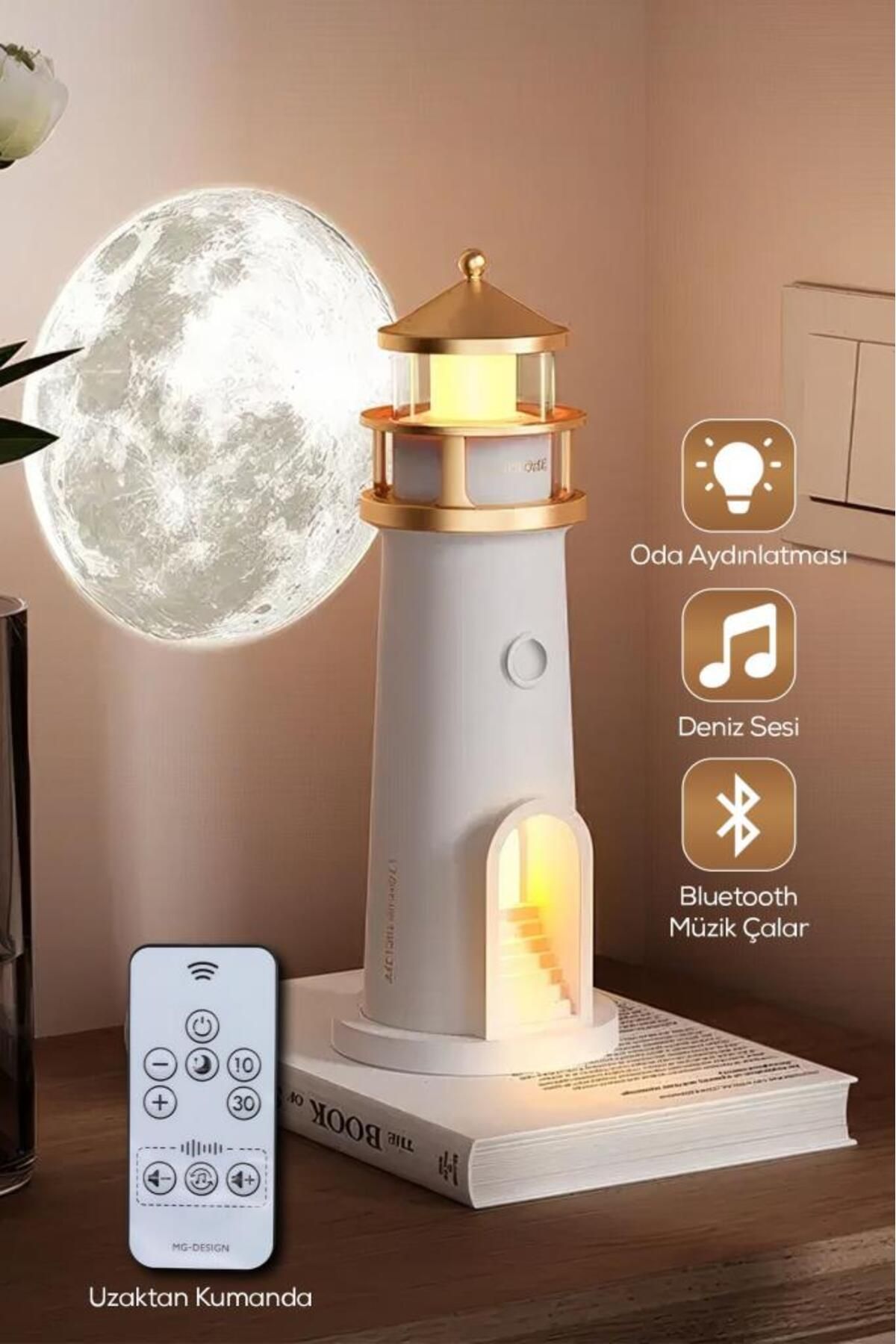DEMPOWER Deniz Feneri Görünümlü Bluetoothlu Hoparlör Ve Gece Lambası