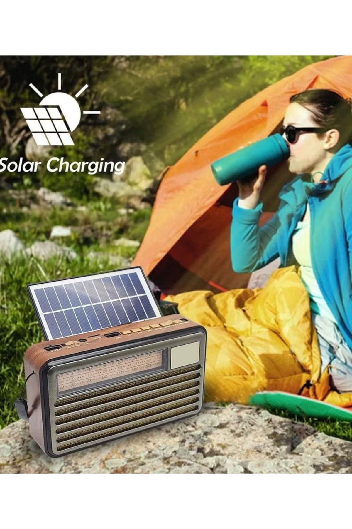 Denx-Classic Radio with LED Flashlight Portable with Best Sound Solar Powered, Battery Operated and Rechargeable 2