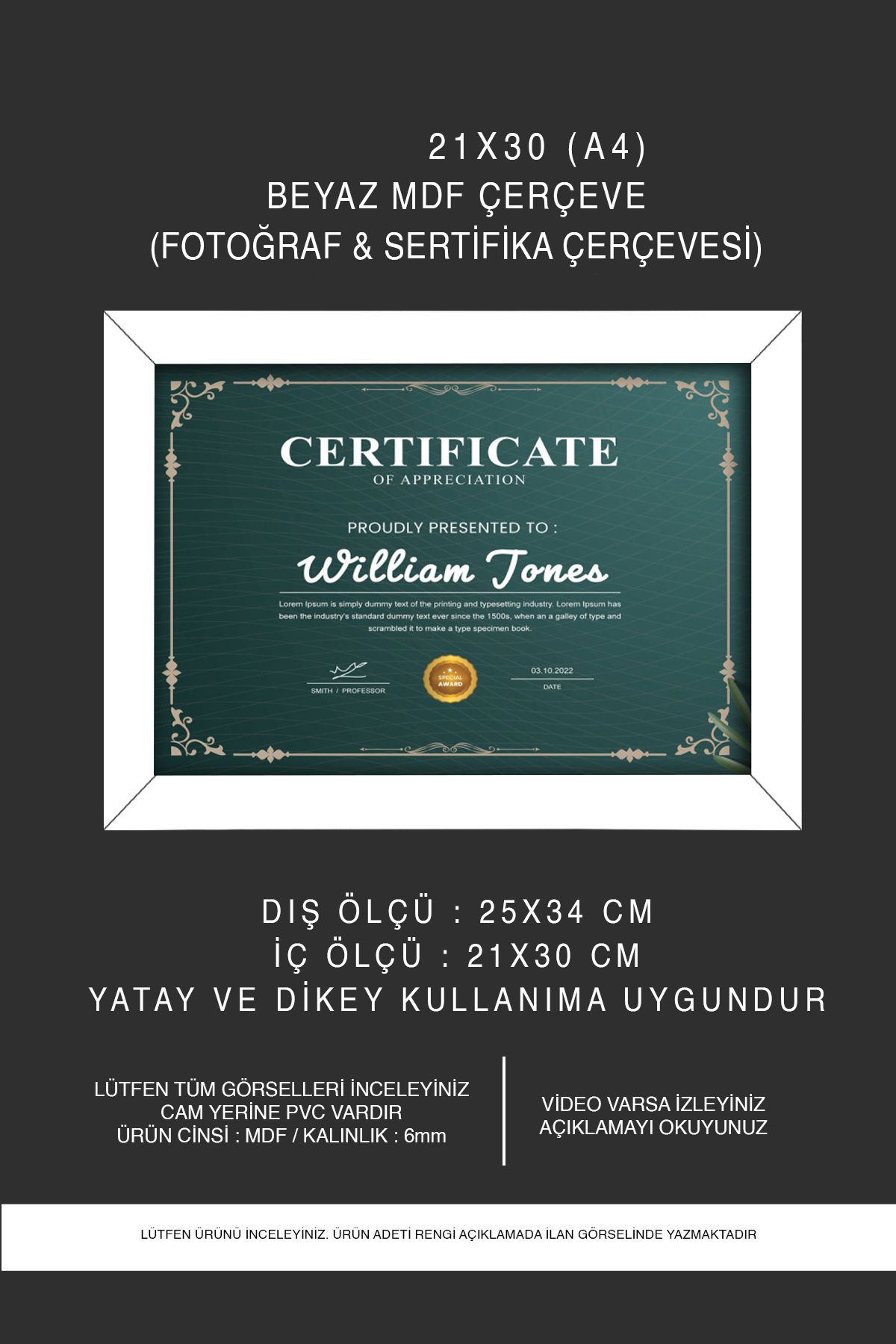 bymat-5 Pieces A4 Frame - Photo and Certificate Frame - 21x30 Frame - MDF White Frame 3