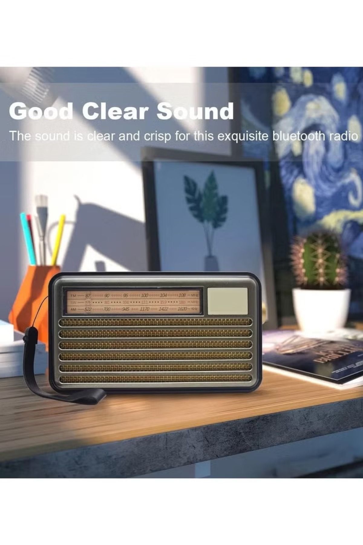 Denx-Classic Radio with LED Flashlight Portable with Best Sound Solar Powered, Battery Operated and Rechargeable 3