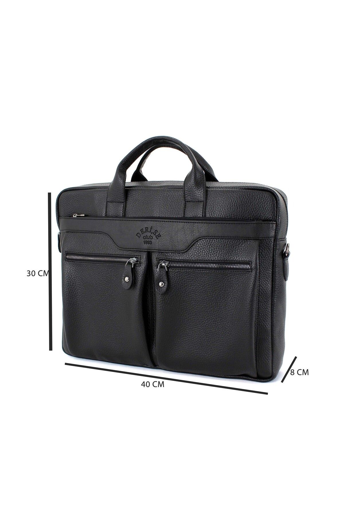 deri,se club-Men's Black Color File Briefcase with Shoulder Strap 6 Compartments Laptop and Briefcase 2