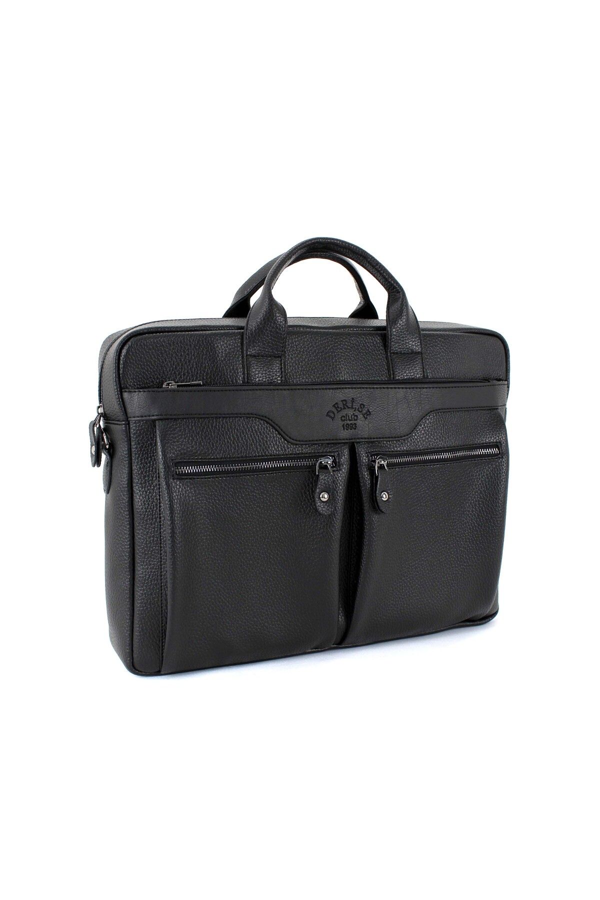 deri,se club-Men's Black Color File Briefcase with Shoulder Strap 6 Compartments Laptop and Briefcase 6
