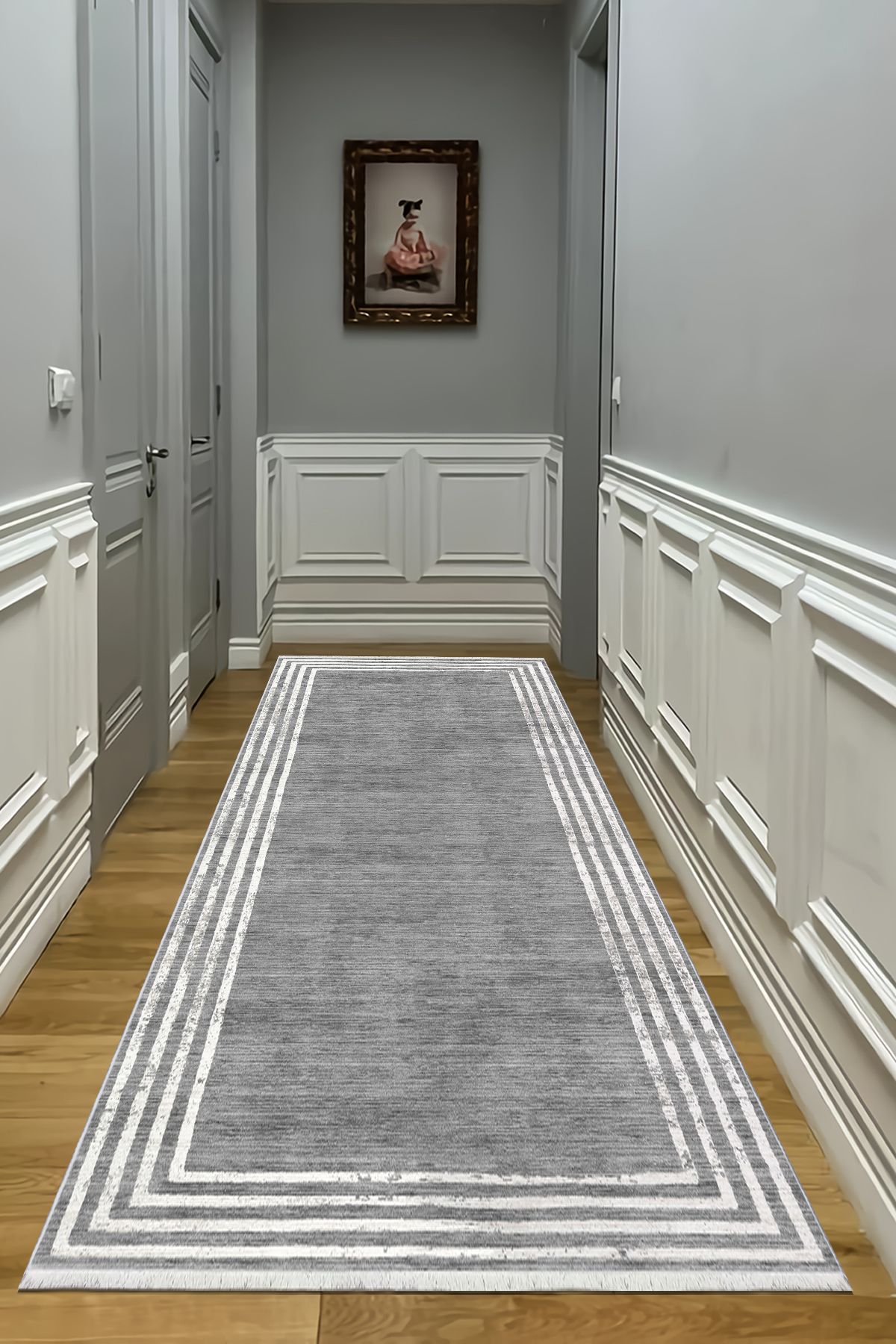 CENTER AVM Gri Yolluk Makinede Yıkanabilir Halı Kaymaz Taban Halı