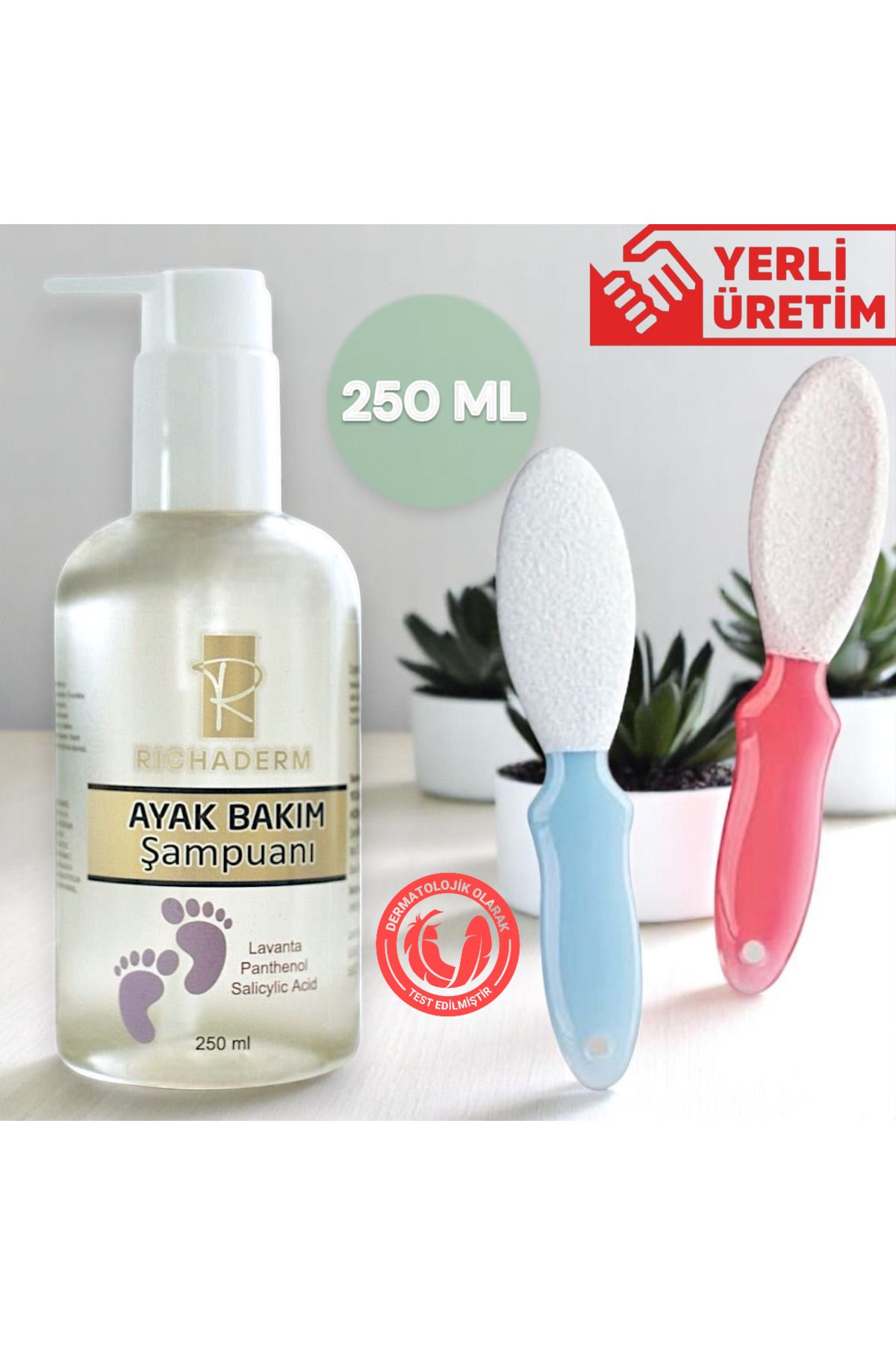 richaderm Mantar Ve Giderici Ayak Bakım Şampuanı 250ml Topuk Törpüsüyle Ikisi Birlikte
