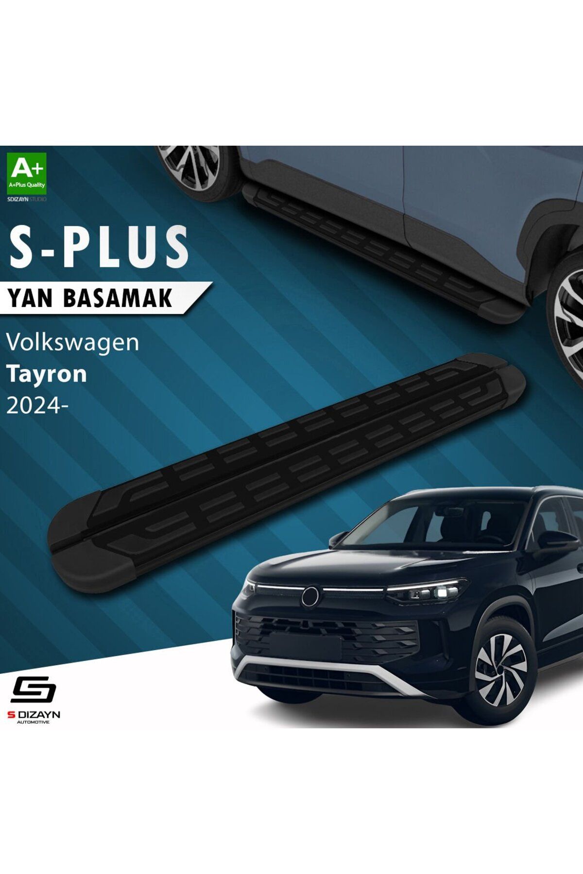 Drs Tuning S-Dizayn Volkswagen Tayron 2 S-Plus Siyah Yan Basamak 193 Cm 2024 Üzeri A+ Kalite