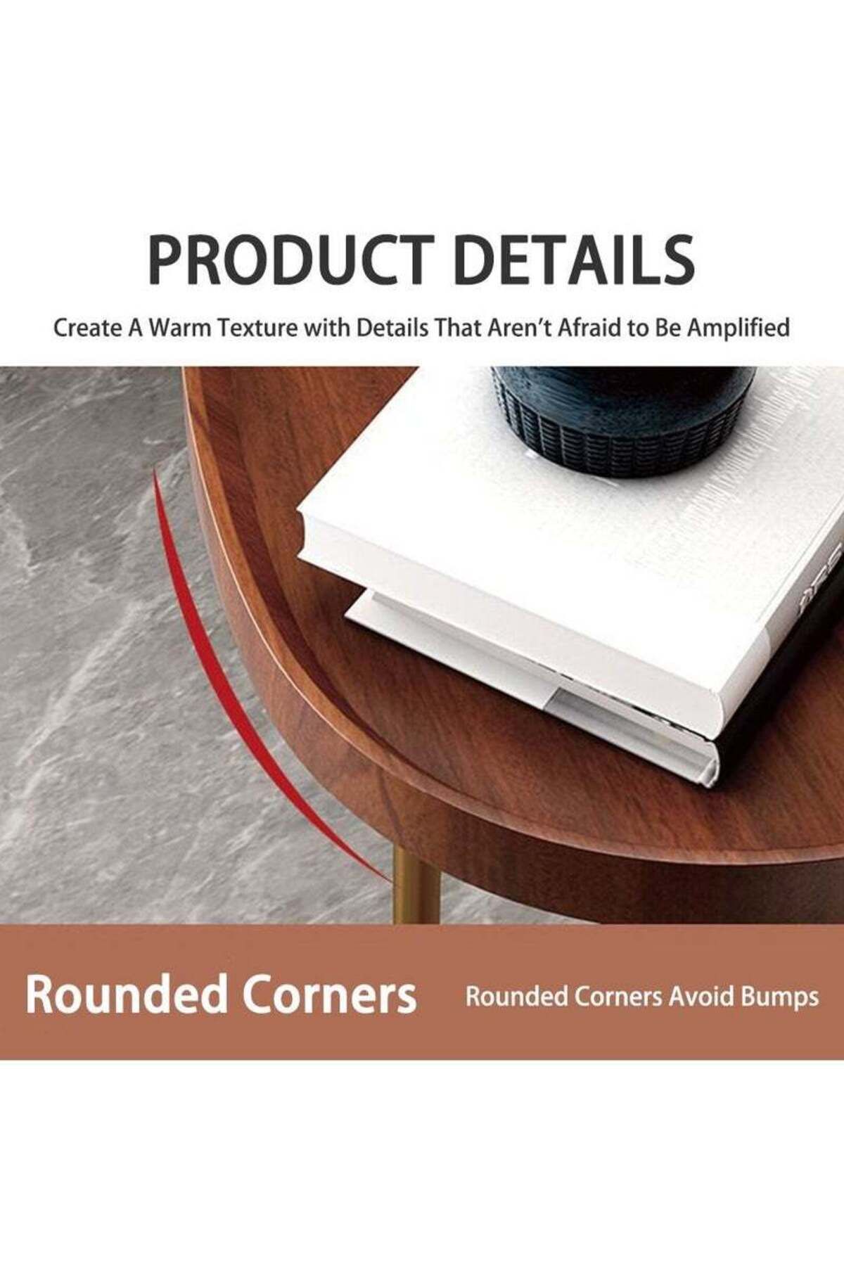 COOYA-C-shaped sofa side table, stable and durable, curved tabletop, easy to clean and assemble, white 6