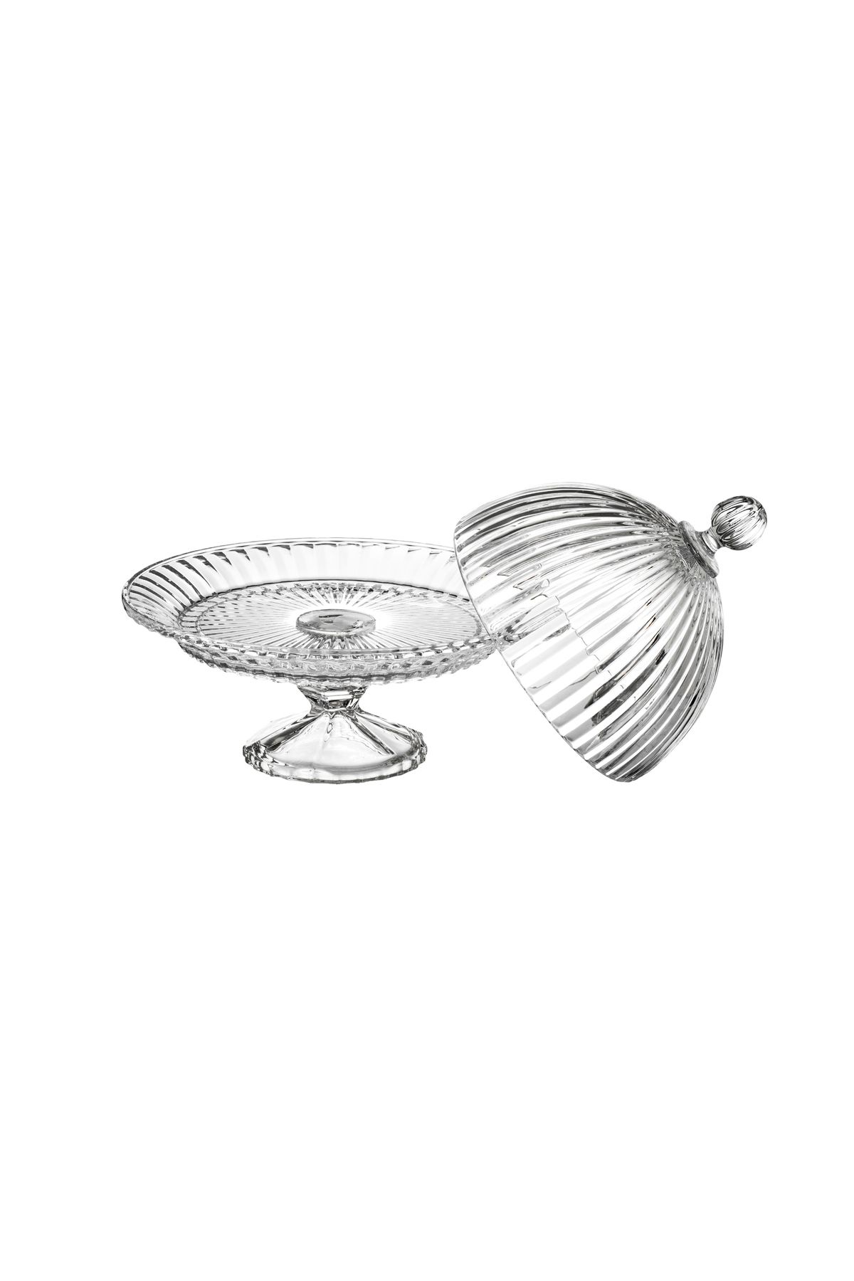 Elegant-Serving Plate With A Base And A Clear Glass Cover For Sweets Cupcakes And All Pastries Size 20*19 Cm 3