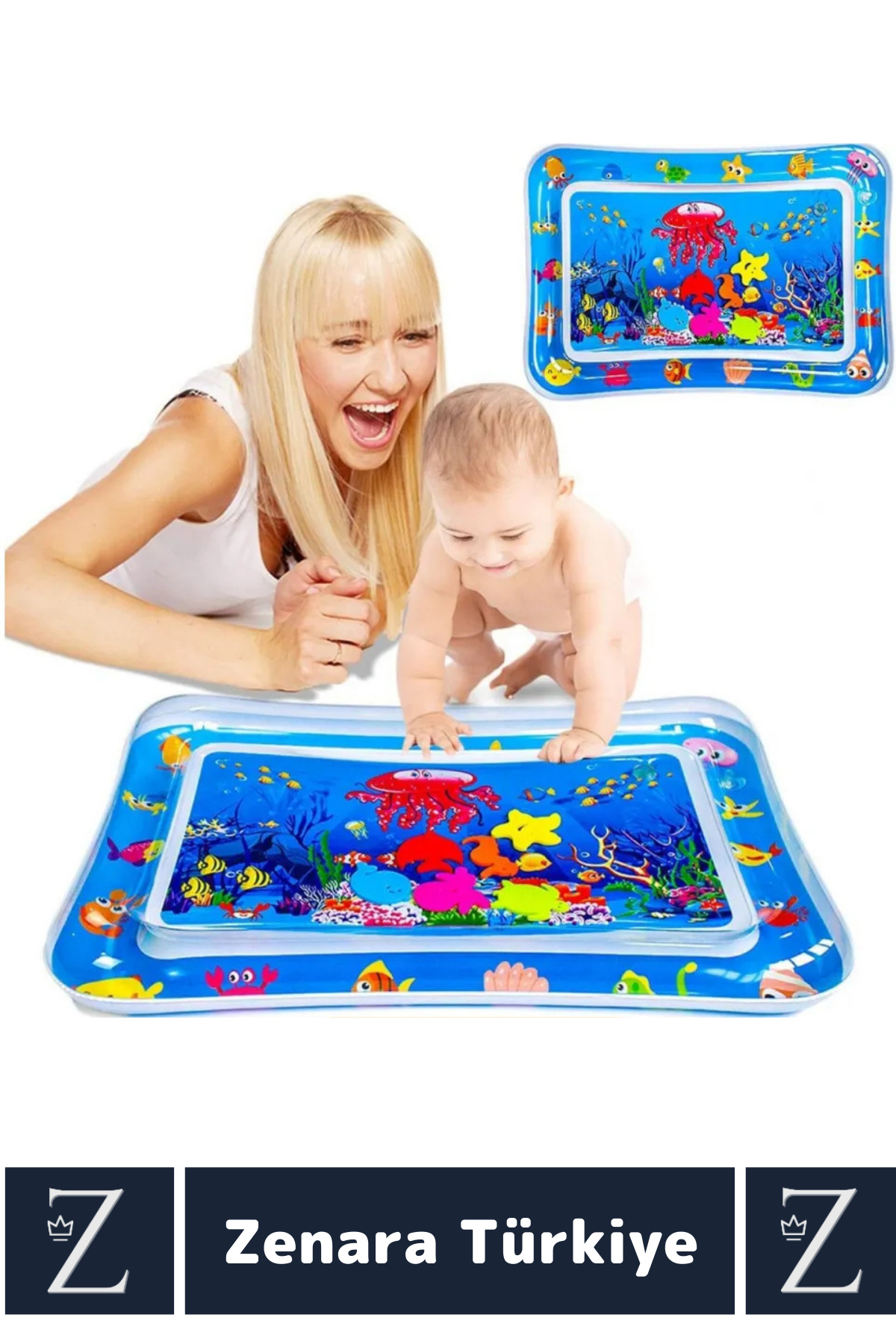 Zenara Premium BPA Free Bebek Aktivite Oyuncağı Emekleme Zamanı Yatak Minder Renkli Su Oyun Matı fotoğrafı 2 (önizleme)