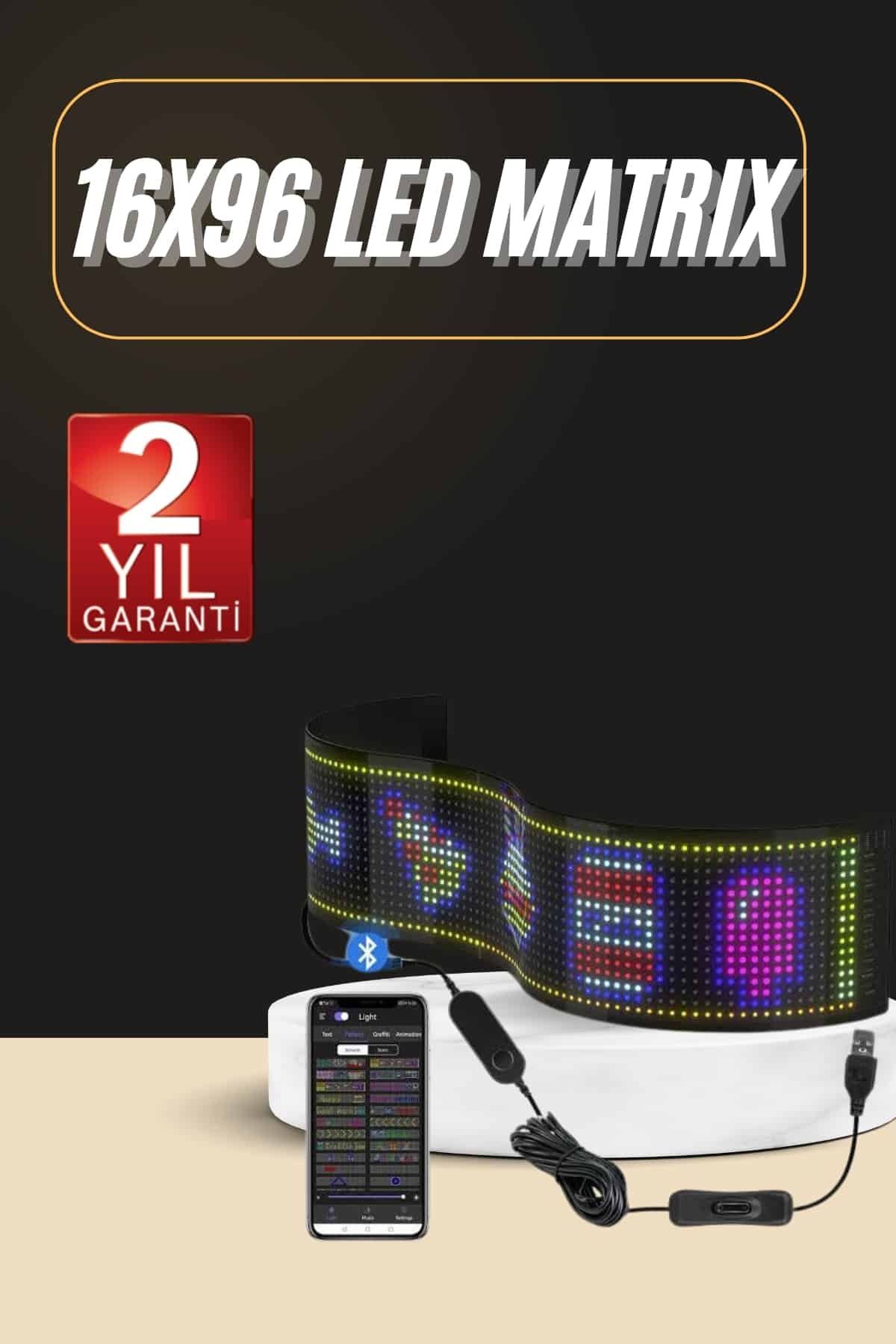 ASTRALTECH Led Ekran Matrix Panel En Büyük Boy 16X96 Araba Yazısı 19.2x89.8 cm