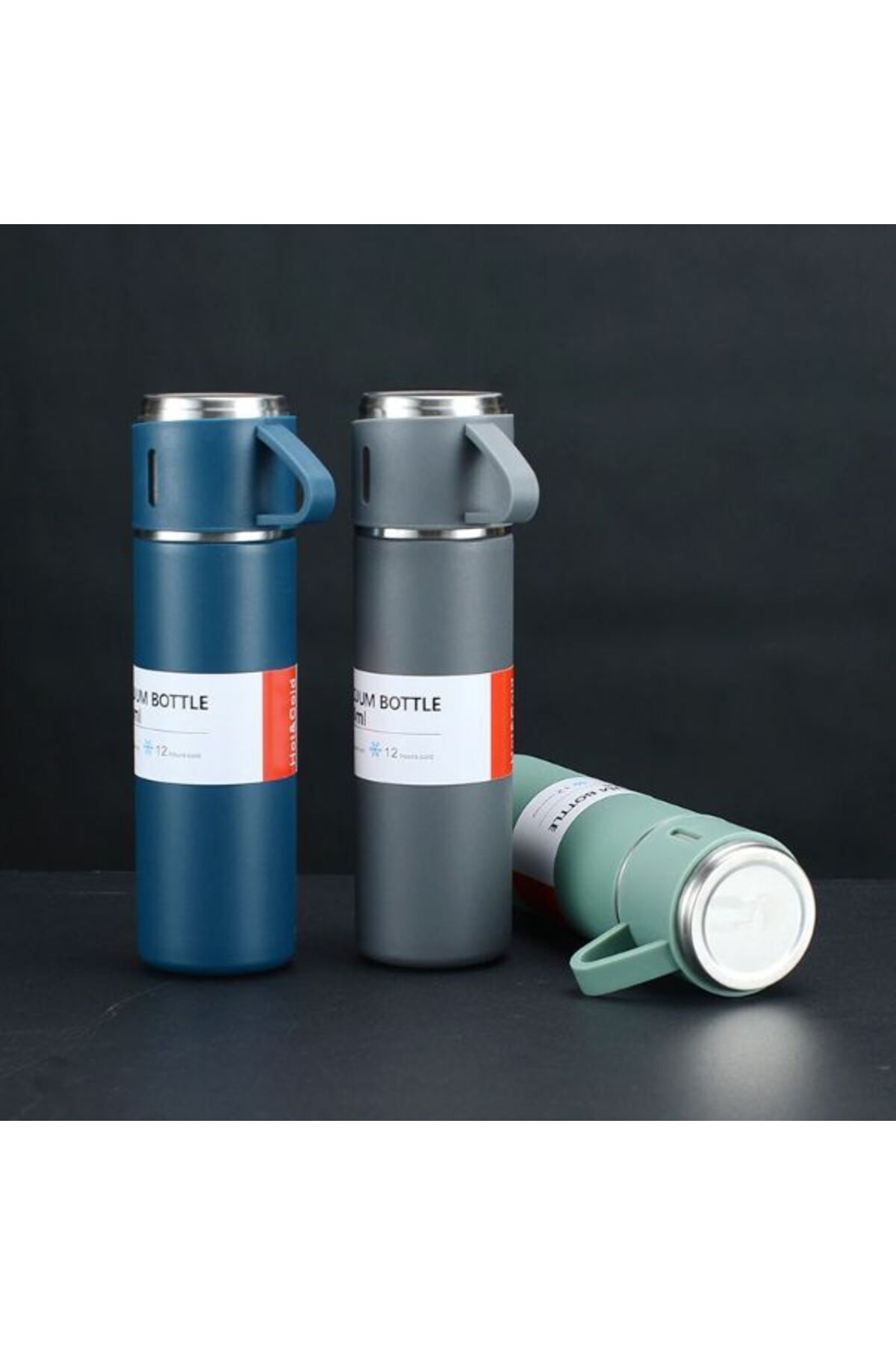 Allproduct Paslanmaz Çelik Bardaklı Termos Seti 500 ML