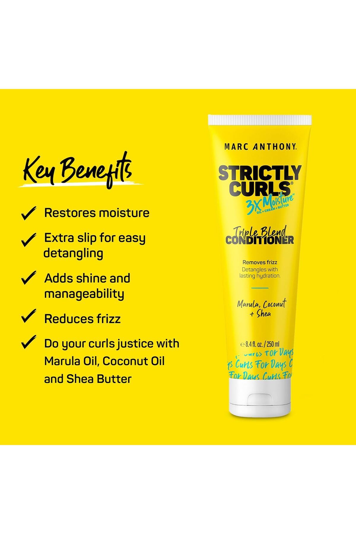 MARC ANTHONY-Marc Anthony Strictly Curls 3x Moisture Deep Conditioner for Curl Defining & Anti Frizz 5