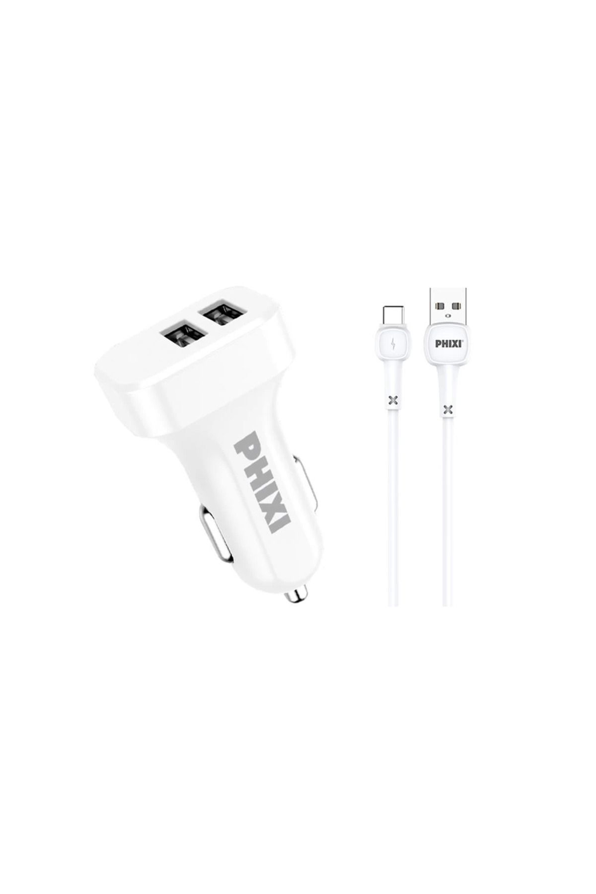 Butik Pcc511t Basic 2.1a Çift Çıkışlı Type-c Usb Kablolu Araç Şarj Cihazı