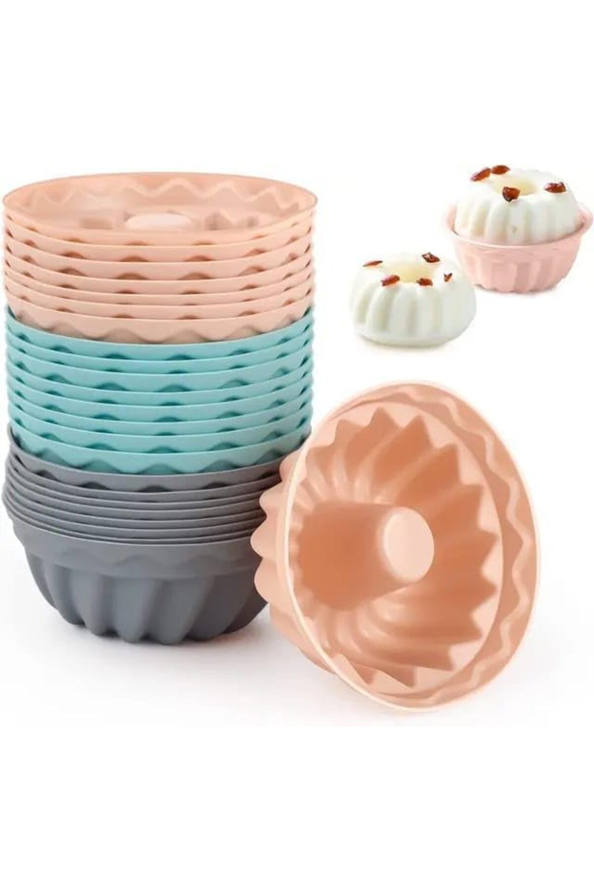 KDROĞLU KDROGLU Home Göbekli Muffin Pisirme Kalıbı 12 Adet Silikon Kek Kalıbı Muffin Cupcake Kalıbı K