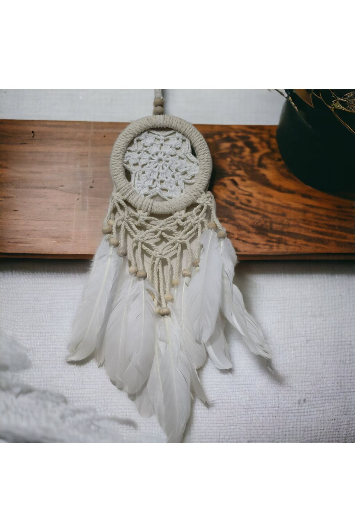 gcaksesuar Rüya Kovan Dream Catcher Beyaz Kuş Tüylü