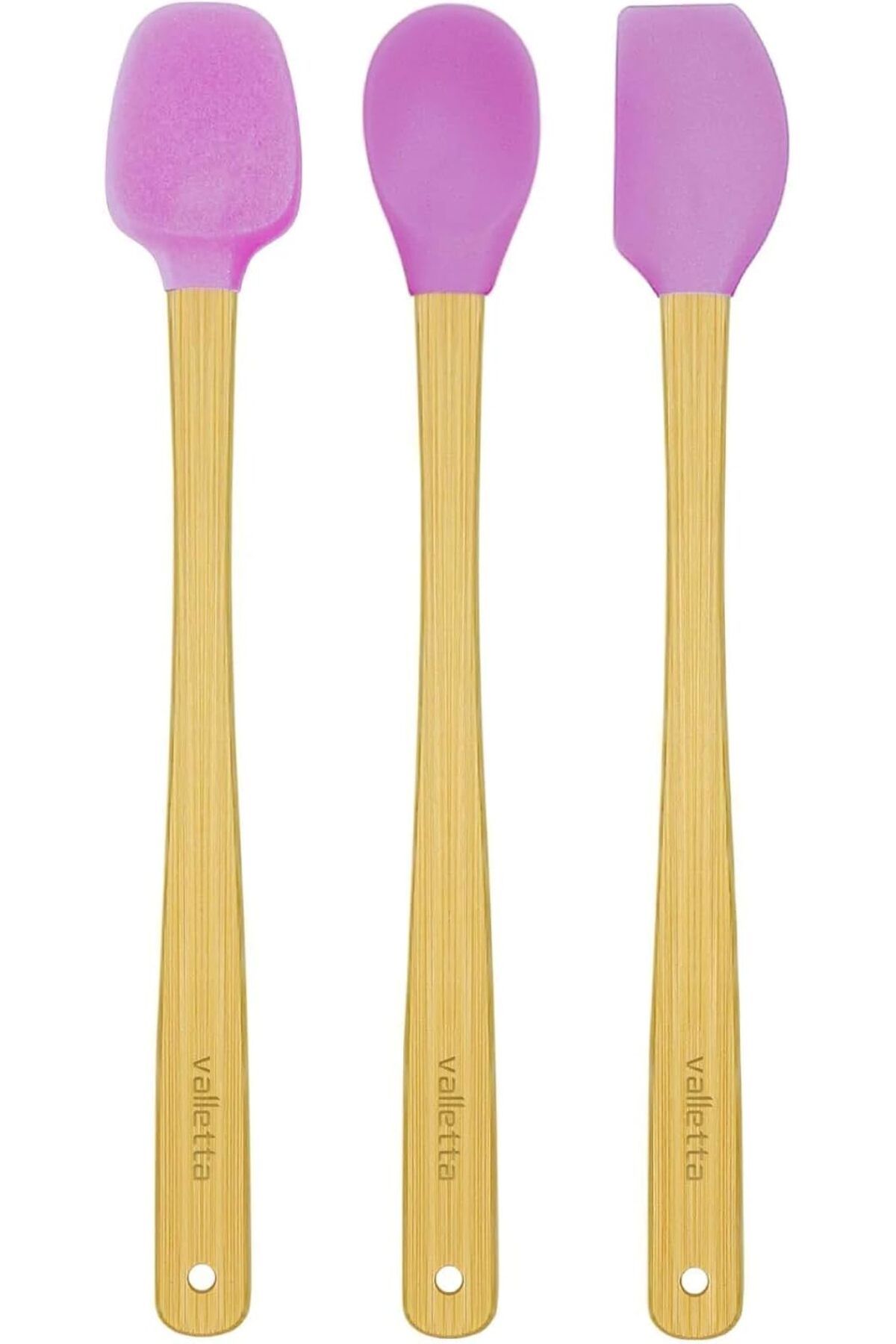 KDROĞLU KDROGLU Indigo 3'Lü Pembe Bambu Silikon Spatula Seti Uzun 26 Cm Vlt1508 New Desing 1109836