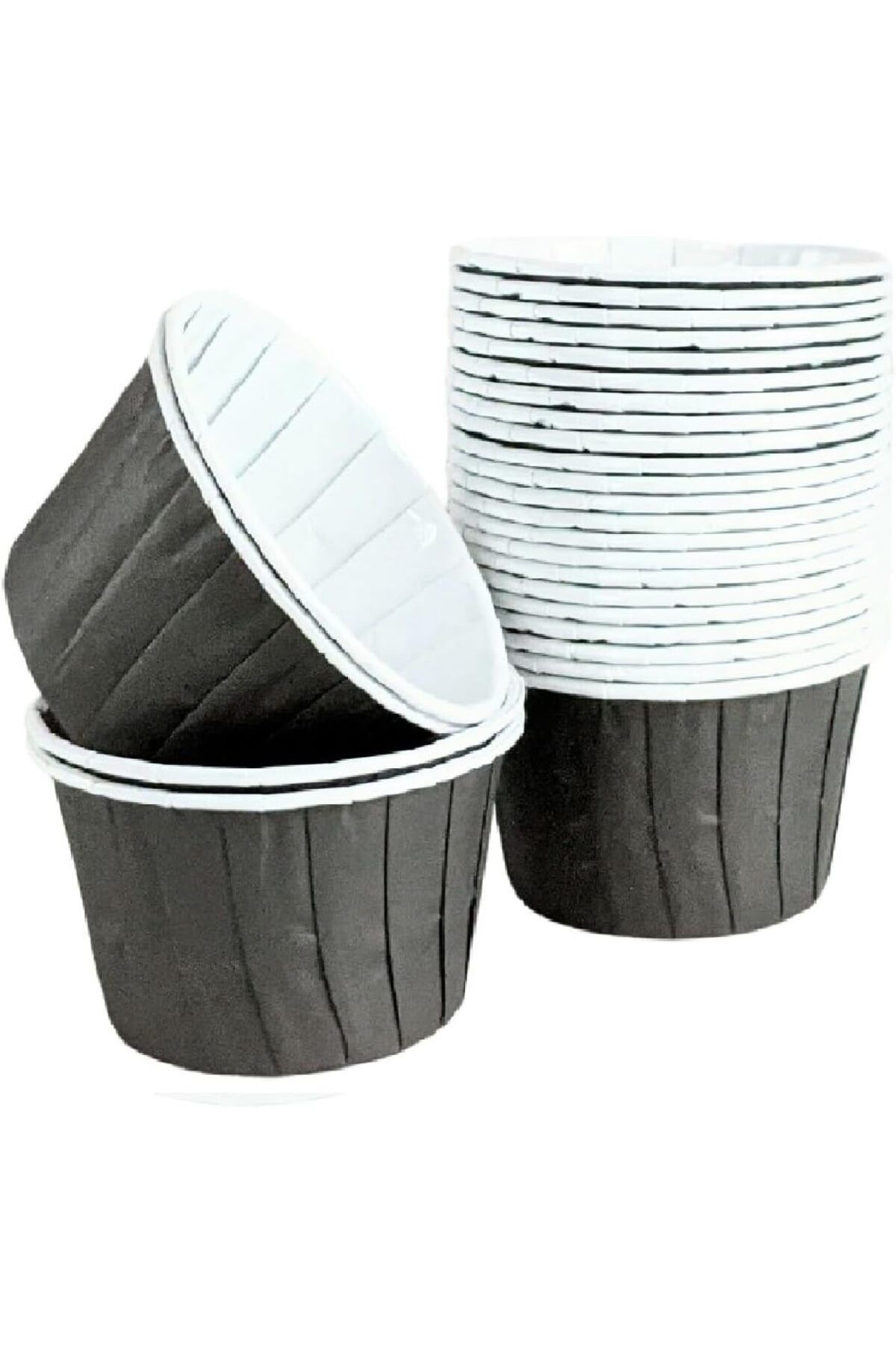 KDROĞLU KDROGLU Hediye Sepeti 50'li Siyah Muffin Kek Kalıbı, Kek Kapsülü Cupcake Kalıbı, Airfryer Uyum