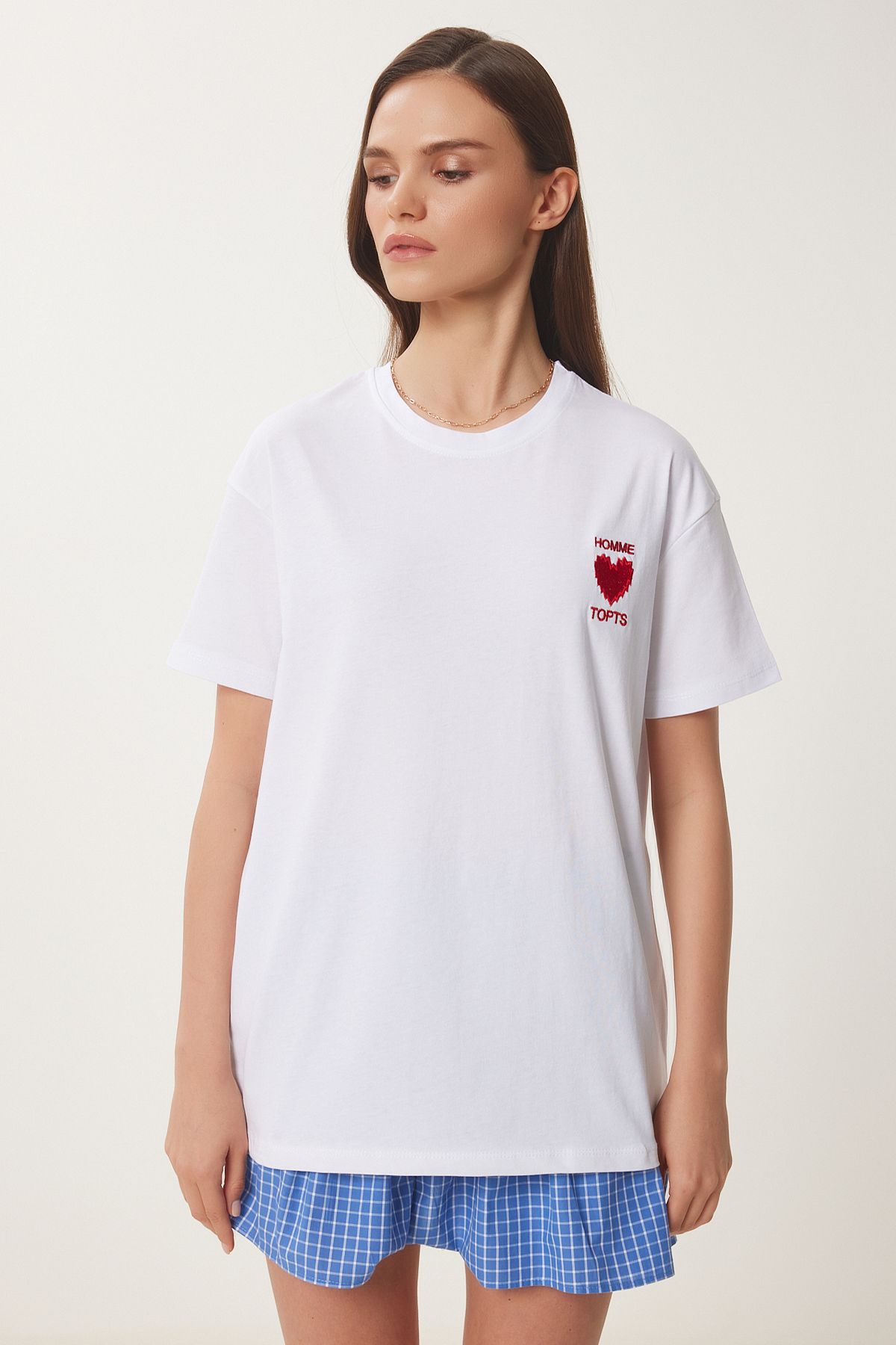 Lovelyİstanbul-White Lmp0007 Heart Monitor Cotton T-Shirt 4