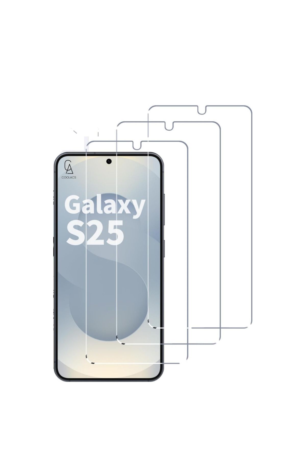 Coolacs Samsung Galaxy S25 ile Uyumlu Ekran Koruyucu Şeffaf Temperli Kırılmaz Cam Ekran Koruyucu 3 Adet
