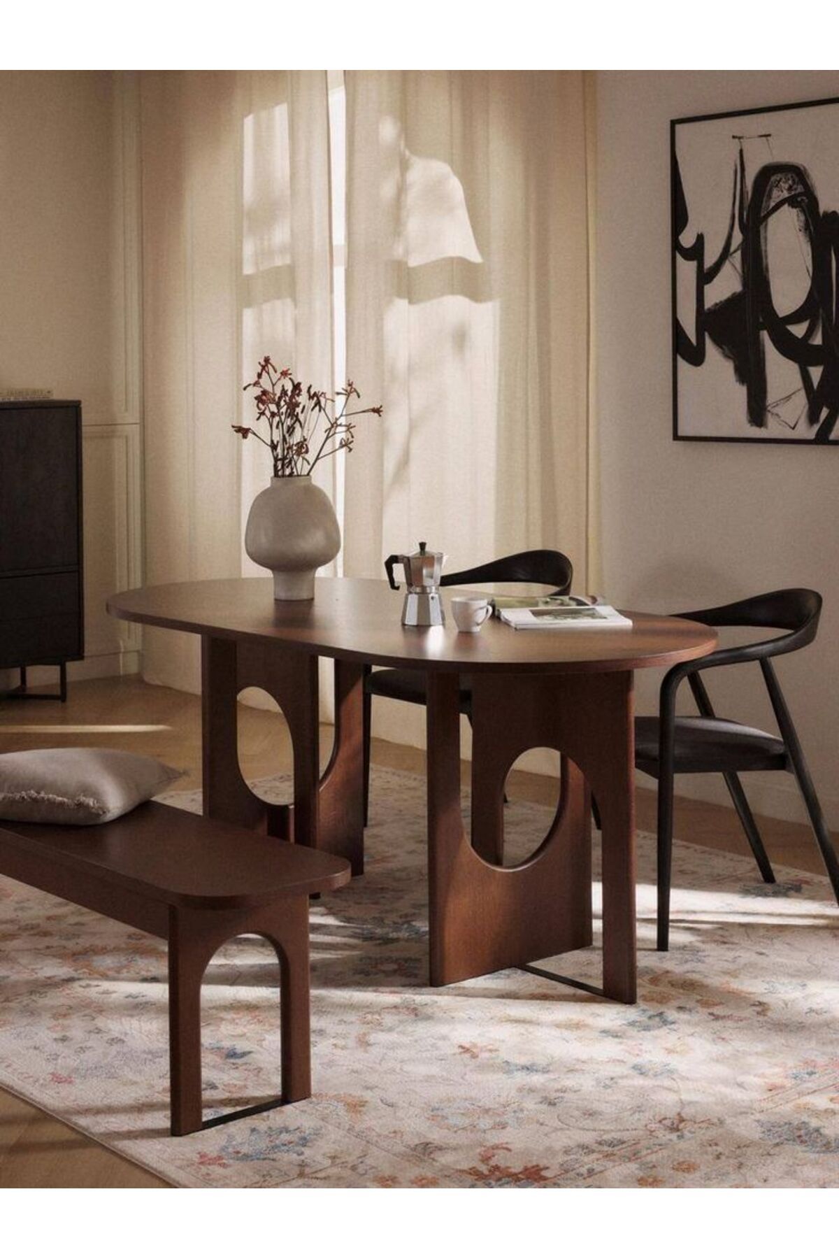 shardywood Moren Oval Ahşap Yemek Masası Mutfak Masası (160 x 80)