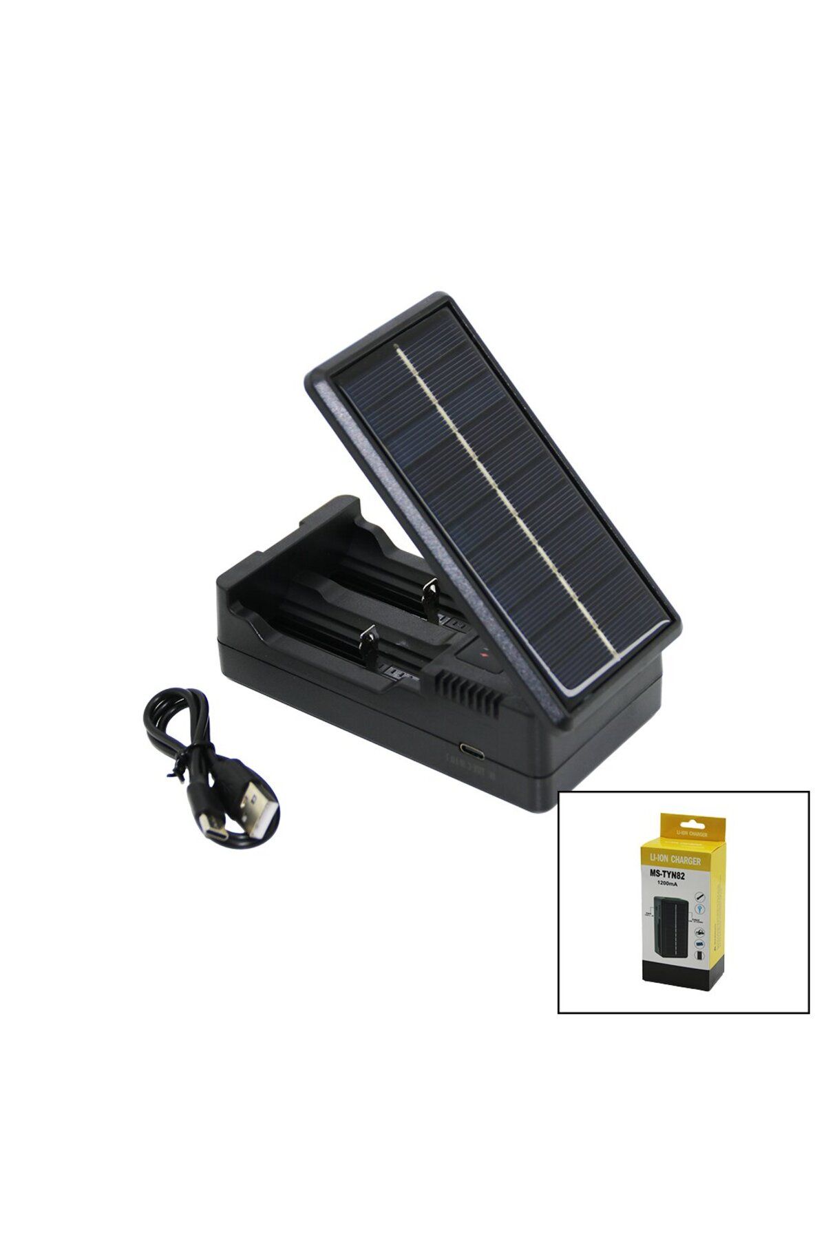 doremodam LI-ION CHARGER MS-TYN82 SOLAR - GÜNEŞ ENERJİLİ 2Lİ PİL ŞARJ ALETİ 1200mA (4767) - L