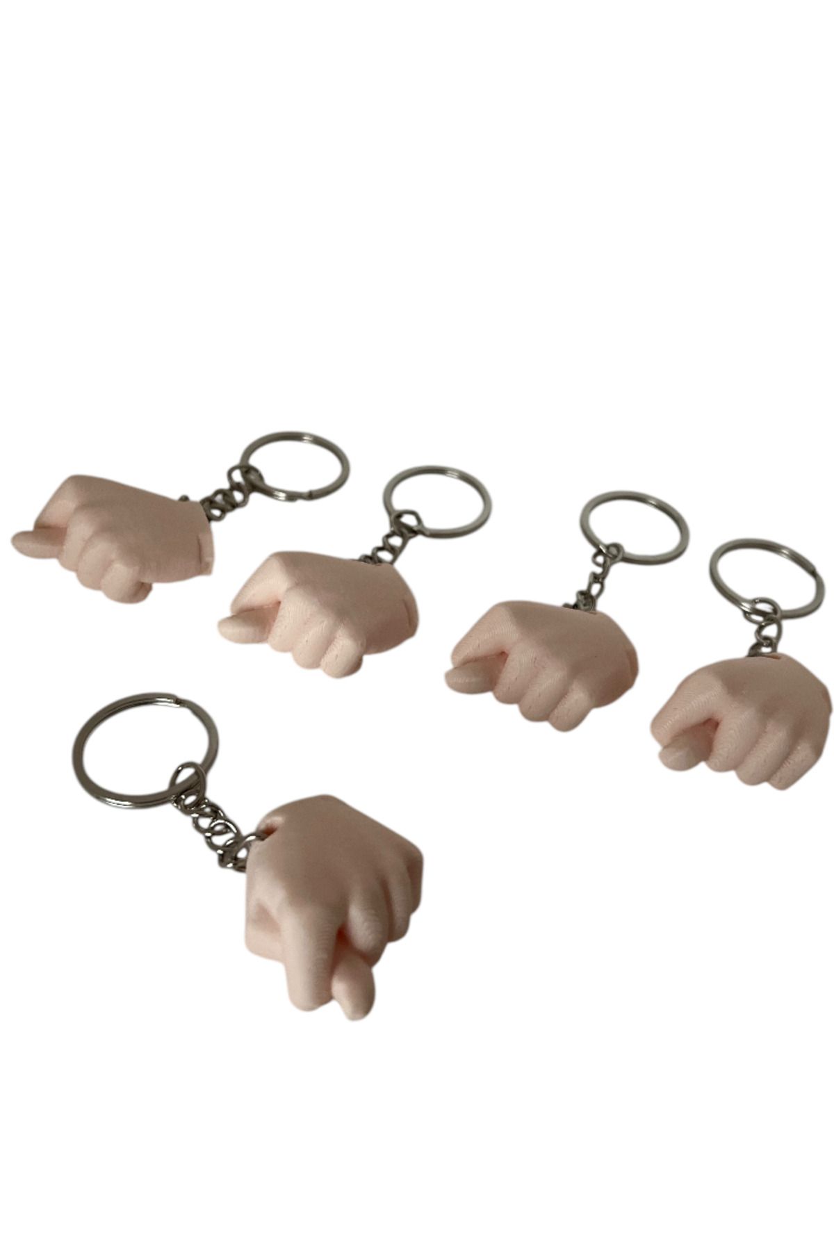 lina hobby-5 Pieces Funny Hand Sign Keychain Skin Color 2
