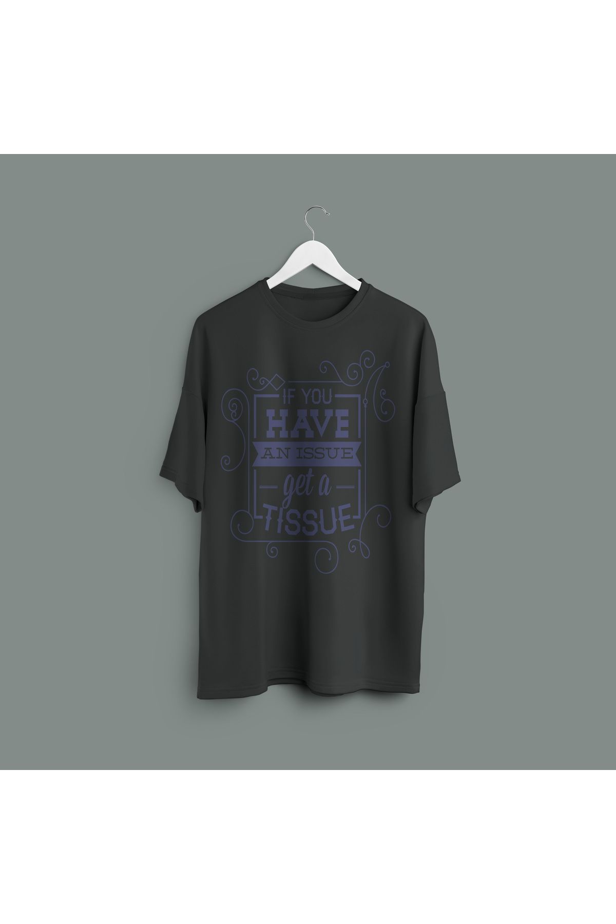 Zestia Unisex T-Shirt,Problem? Tissue Baskılı,Regular, %100 Pamuk,Antrasit T-Shirt No: 00448