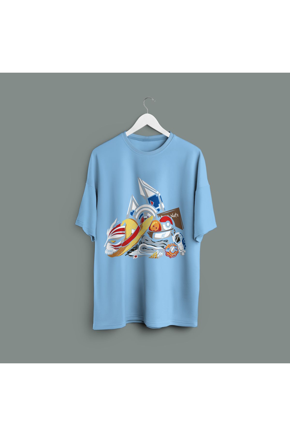 Zestia Unisex T-Shirt,Anime Baskılı,Regular, %100 Pamuk,Mavi T-Shirt No: 00163