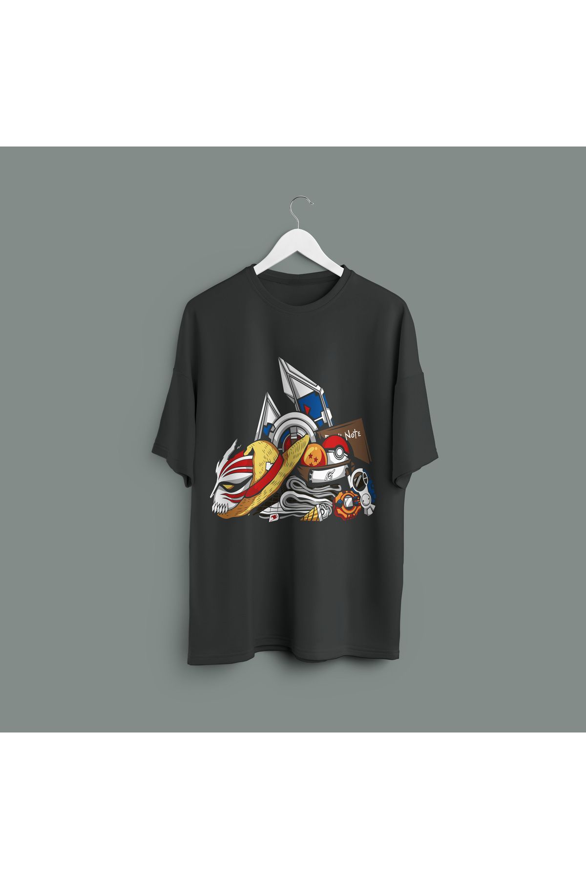 Zestia Unisex T-Shirt,Anime Baskılı,Regular, %100 Pamuk,Antrasit T-Shirt No: 00163