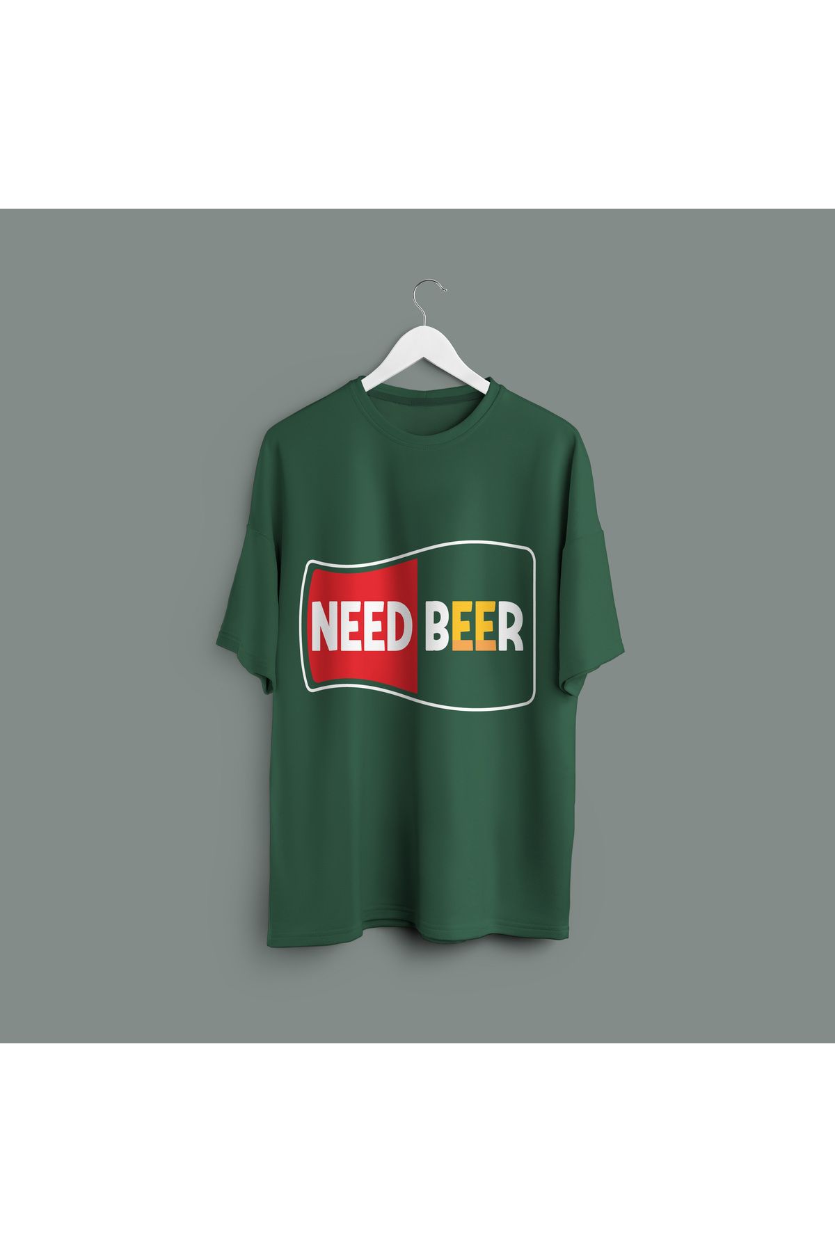 Zestia Unisex T-Shirt,Need Beer Baskılı,Regular, %100 Pamuk,Yeşil T-Shirt No: 00231