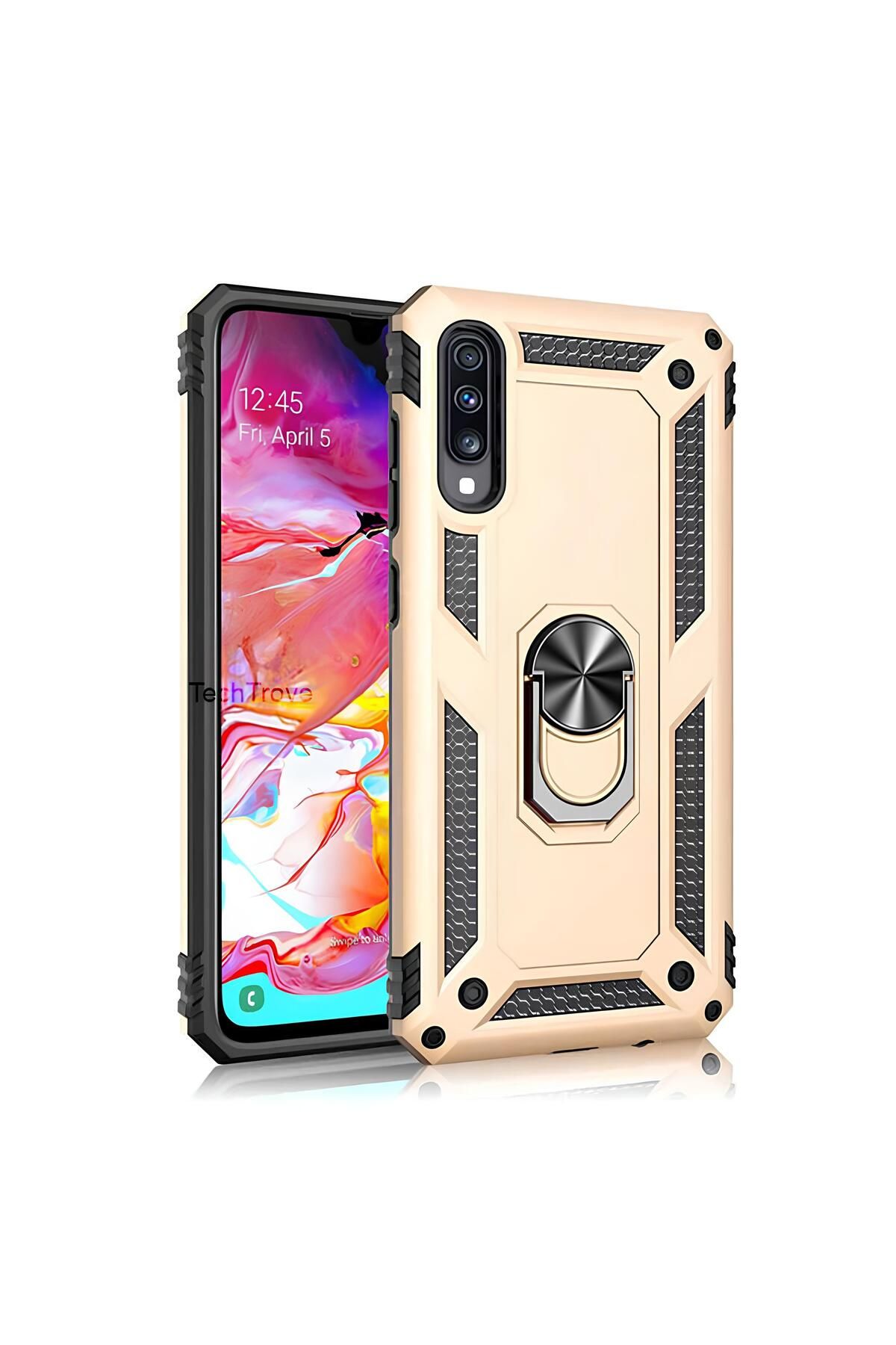 TechTrove Huawei P Smart Pro 2019 Kılıf Yüzüklü Stand Olabilen Magnetic Tpu Tank Kapak