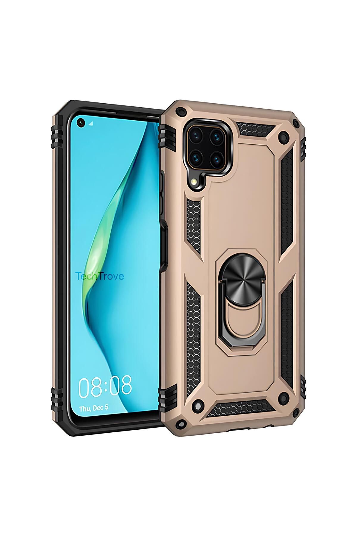 TechTrove Huawei P40 Lite Kılıf Yüzüklü Stand Olabilen Magnetic Tpu Tank Kapak