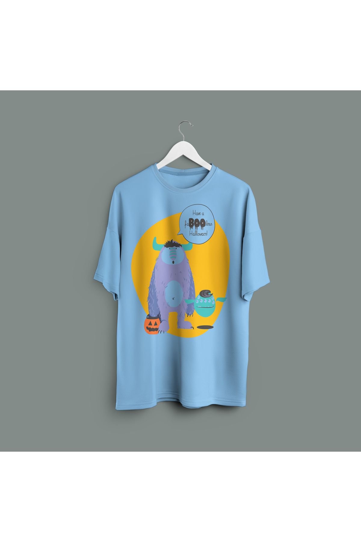 Zestia Unisex T-Shirt,Faboolous Halloween Baskılı,Regular, %100 Pamuk,Mavi T-Shirt No: 00458