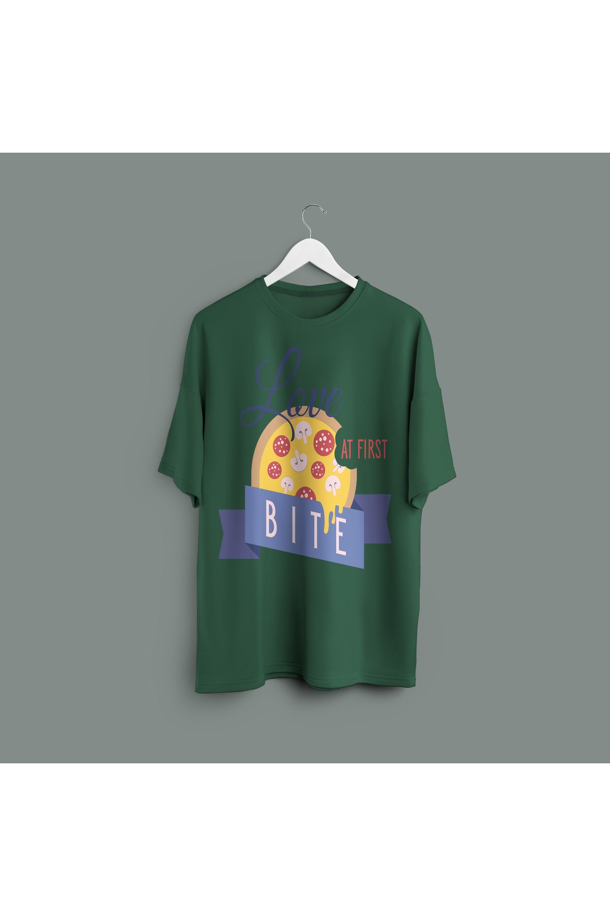 Zestia Unisex T-Shirt,Love Bite Baskılı,Regular, %100 Pamuk,Yeşil T-Shirt No: 00463