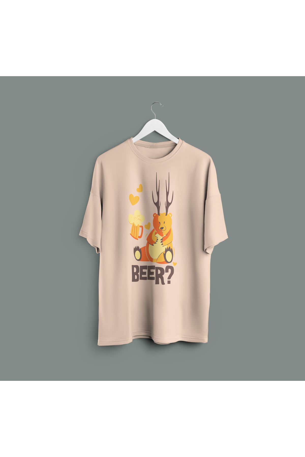 Zestia Unisex T-Shirt,Beer? Baskılı,Regular, %100 Pamuk,Krem T-Shirt No: 00421
