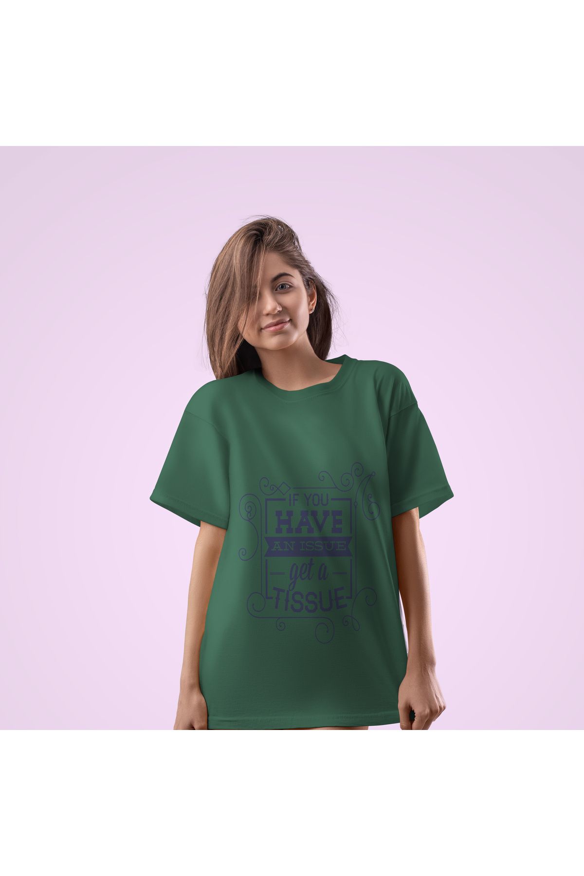 Zestia Unisex T-Shirt,Problem? Tissue Baskılı,Regular, %100 Pamuk,Yeşil T-Shirt No: 00448