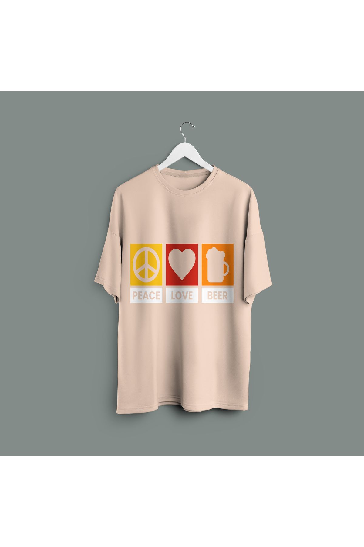 Zestia Unisex T-Shirt,Bear Beer Baskılı,Regular, %100 Pamuk,Krem T-Shirt No: 00227