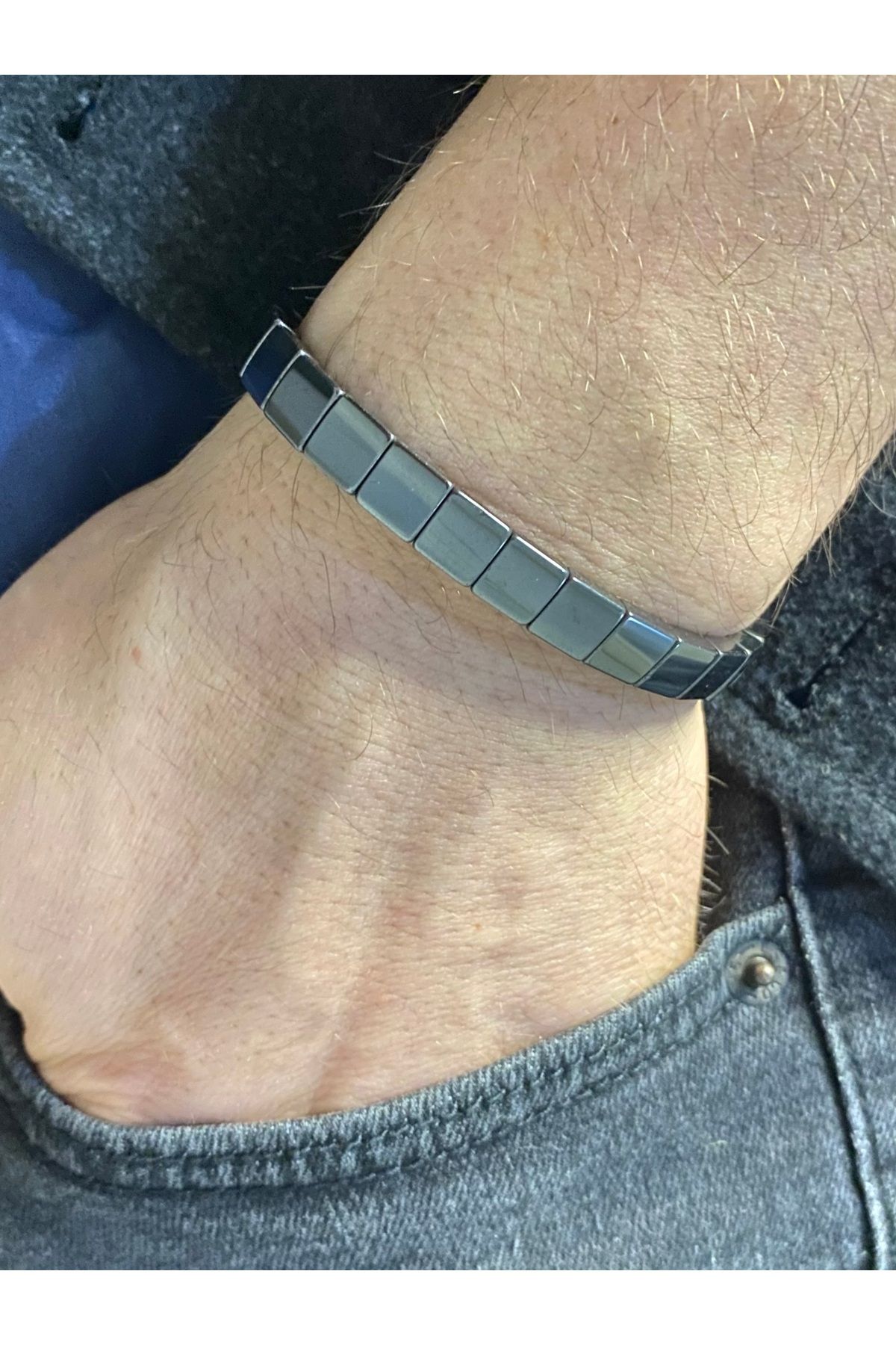 nss sky rock Doğal Taş Bileklik Hematit Taşı 3x7x7mm (EKLEM VE GÜÇ TAŞI)