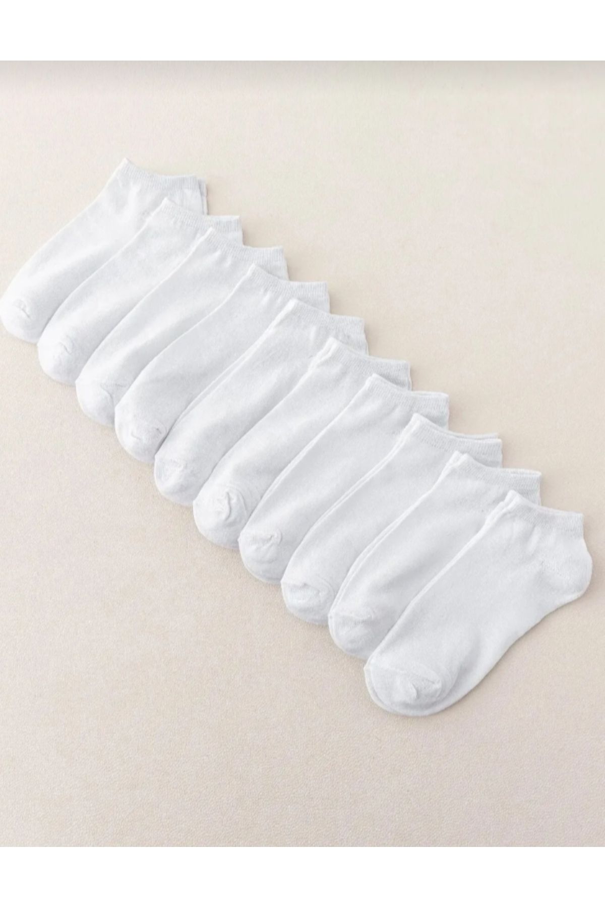 DERMİNA-10 perechi de șosete pantofi sport, din bumbac alb, lycra, scurte până la gleznă 4
