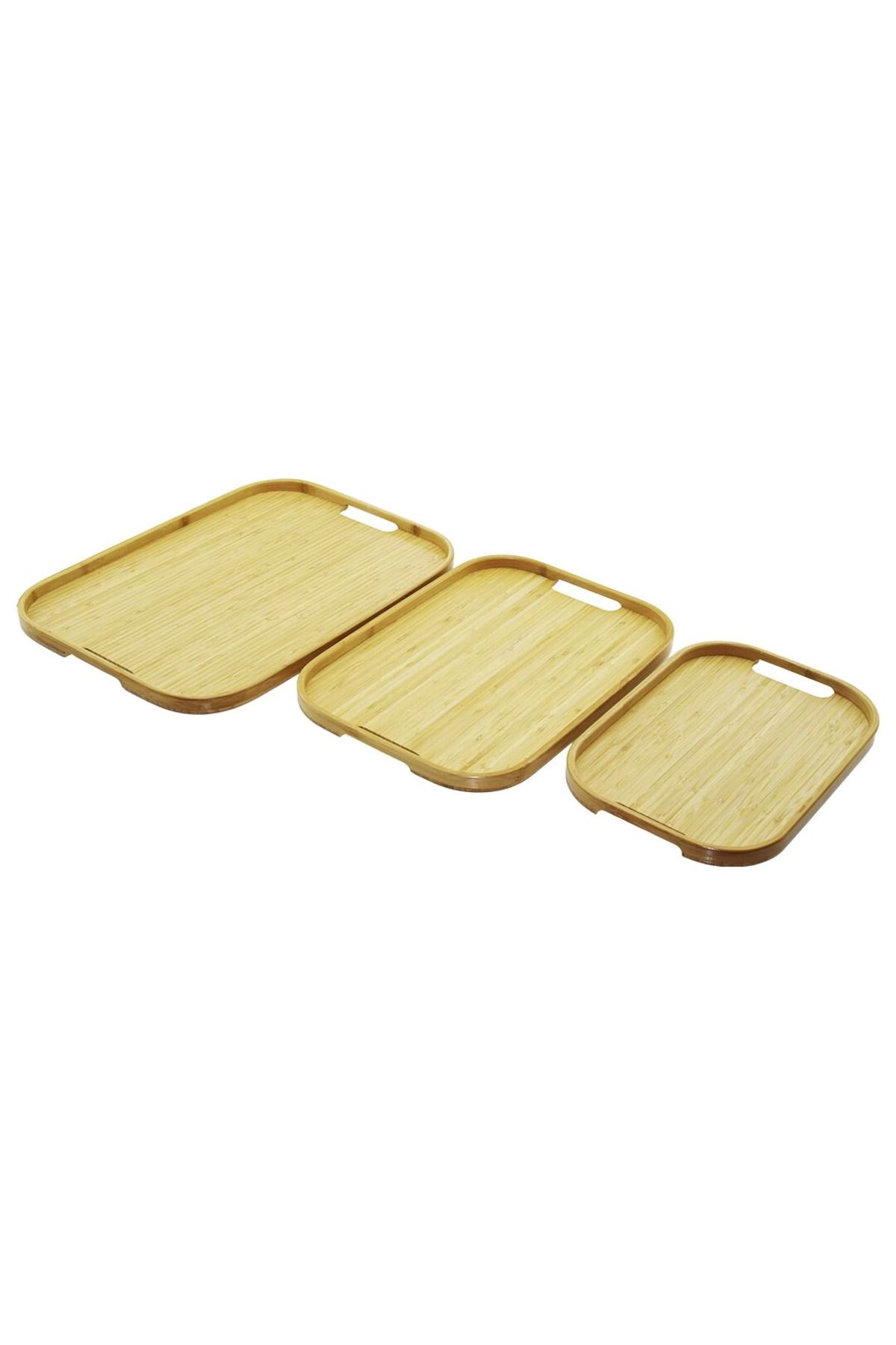 hayalimsah DİKDÖRTGEN - 3 BOY BAMBU AHŞAP TEPSİ SETİ 22X33--28X40--33X45CM (4767)