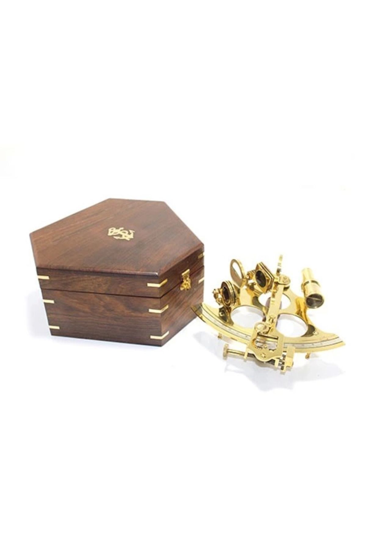 MELFSHOP Ahşap Kutulu Pirinç Sekstant Model 3
