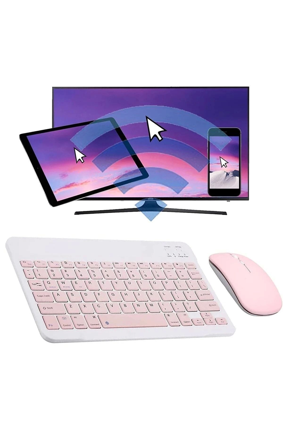 feifei Tüm Cihazlara Uyumlu Akıllı Taşınabilir Şarj Edilebilir Kablosuz Bluetooth Klavye + Mause