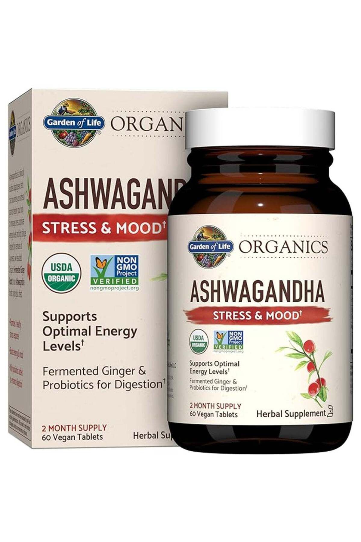 GARDEN OF LIFE-Organics Ashwagandha Stress-Mood 60 Vegan Tablets 1