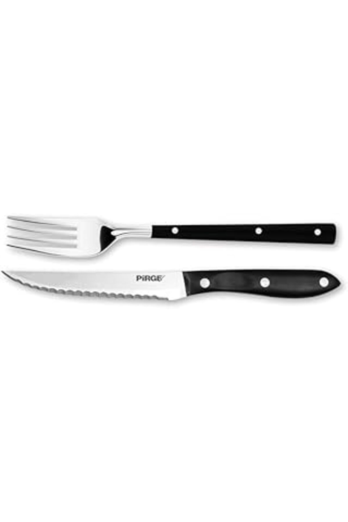Mu Art Ahşap Pirge Steak/Biftek Bıçağı & Çatal Seti 12 Cm