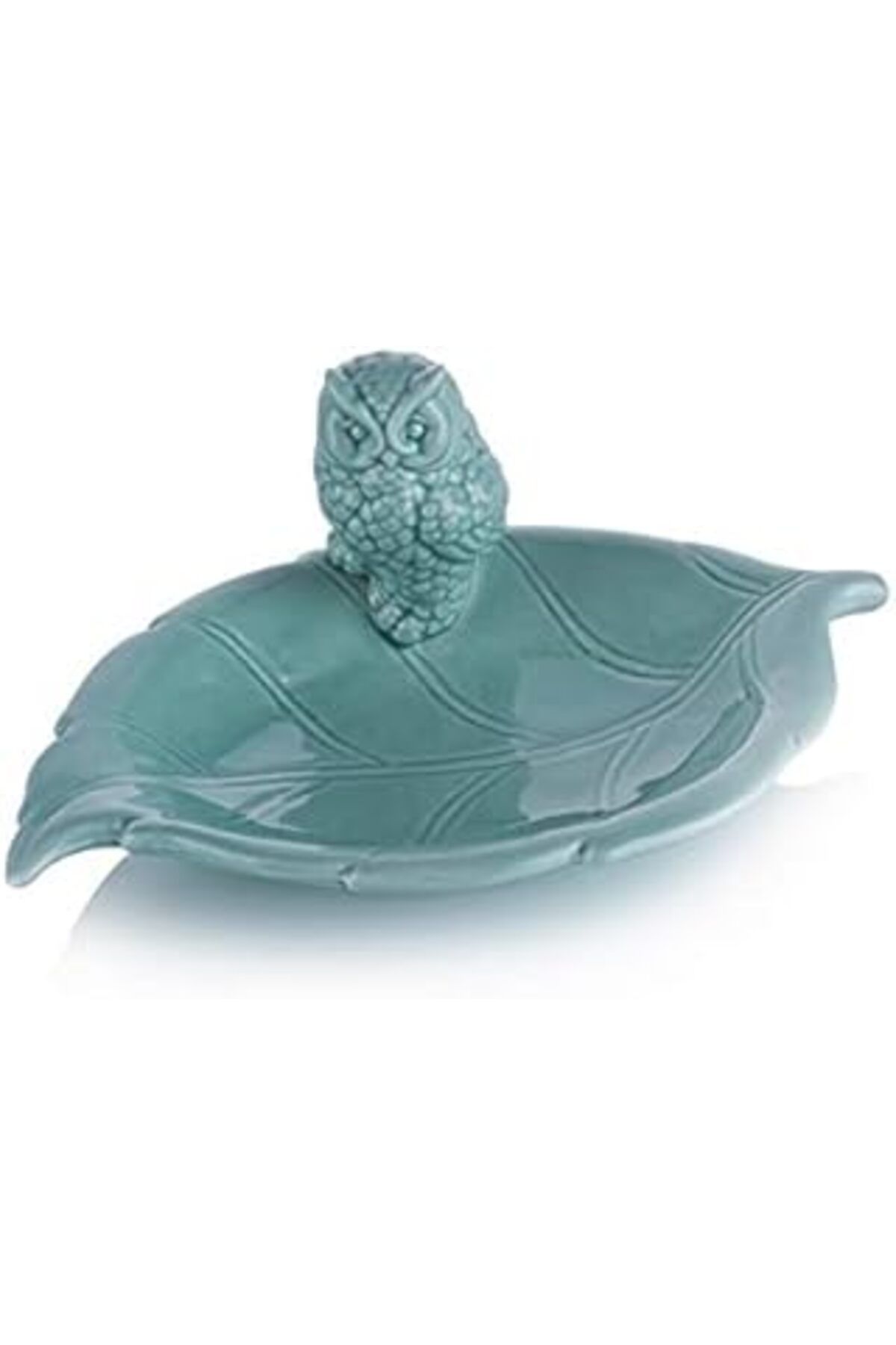 Mu Art Porio Yeşil Yaprak Şeklinde Baykuşlu Çerezlik 22Cm